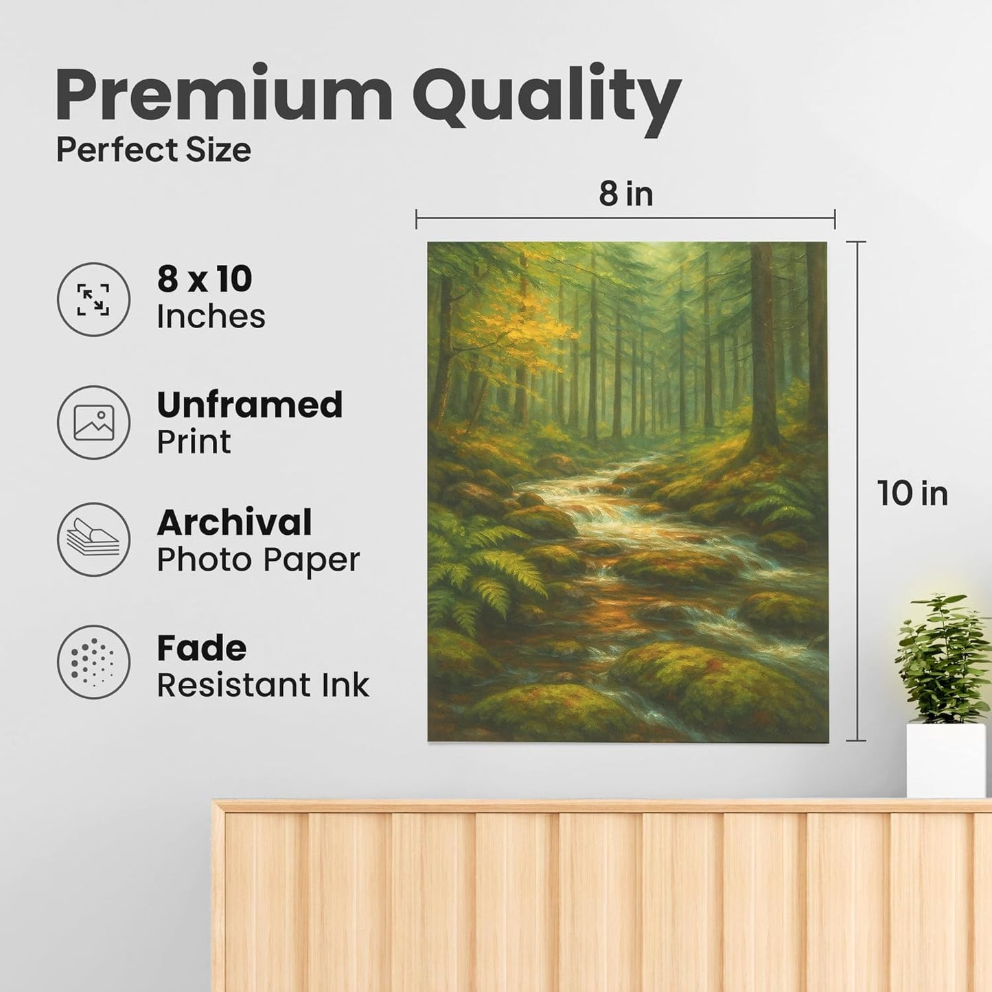 Tranquil Stream in Mossy Forest - Nature Posters for Wall - Scenic Landscape Poster Print for Home Office or Classroom Decor - Forest Poster for Relaxing Earthy Wall Art