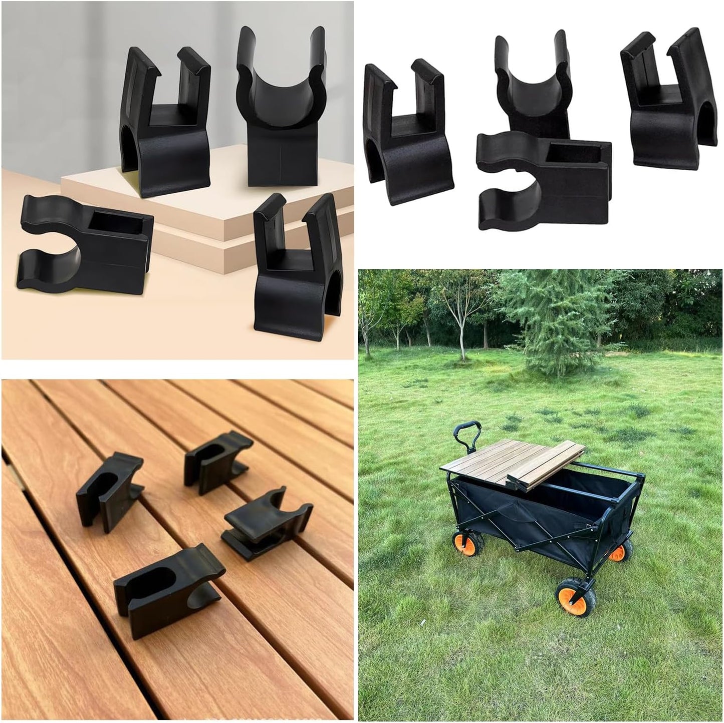 8 Pack Camping Wagon Table Top Attachment Buckle Snap-on Mount Pole Clip Fastener for Collapsible Utility Beach Park Wagons Cart with Folding Tabletop Rod Stick Support Outdoor Garden Picnic