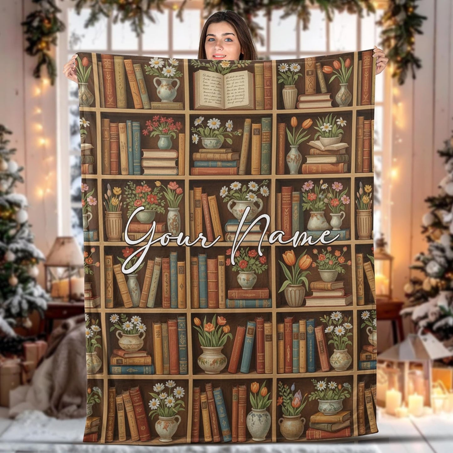 ThangPham Shop Personalized Book Lovers Fleece Blanket – Reading Book Cozy Throw Blanket (Multi 2)