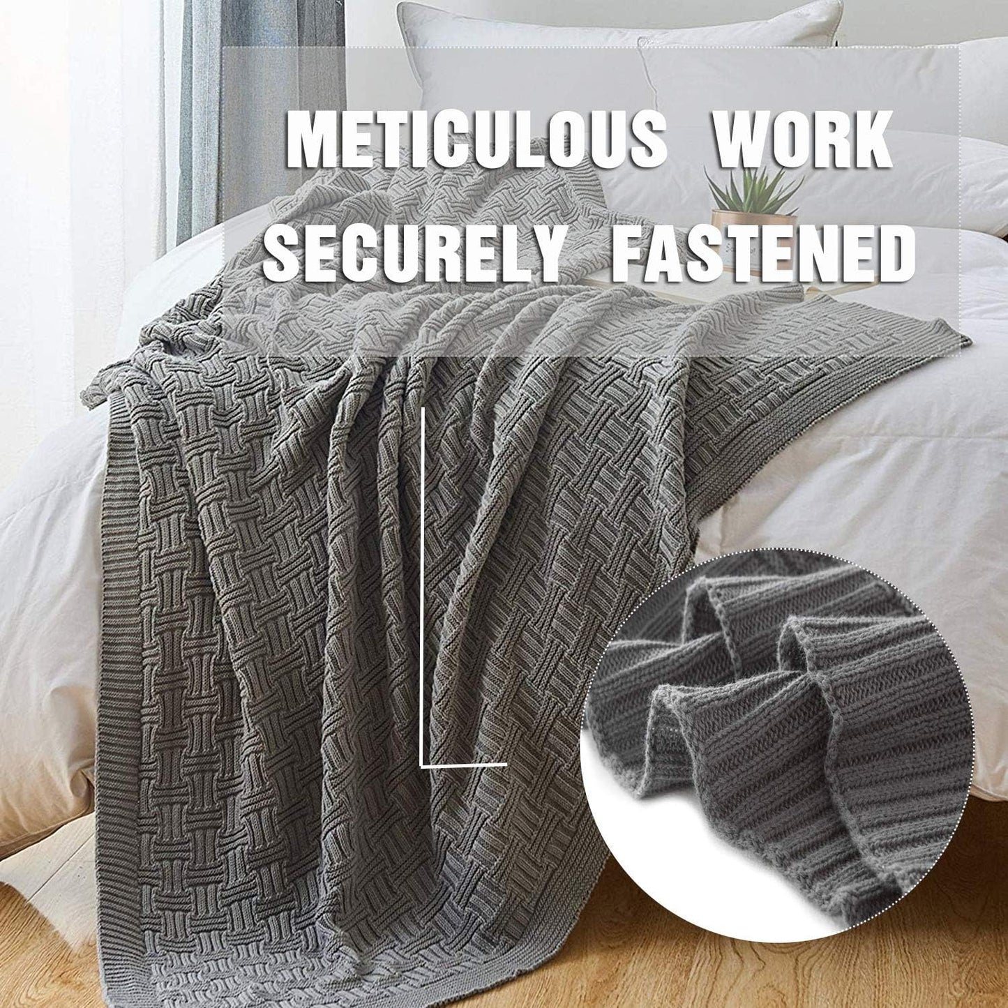 Cable Knit Throw Blanket for Couch Sofa Car Home Decor 51 x 70in
