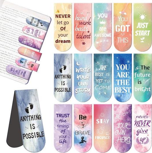Magnetic Bookmarks, Kaluofan 15PCS Bookmarks for Women, Double Sided Magnet Book Markers Page Clip for Students Teachers Reading Supplies