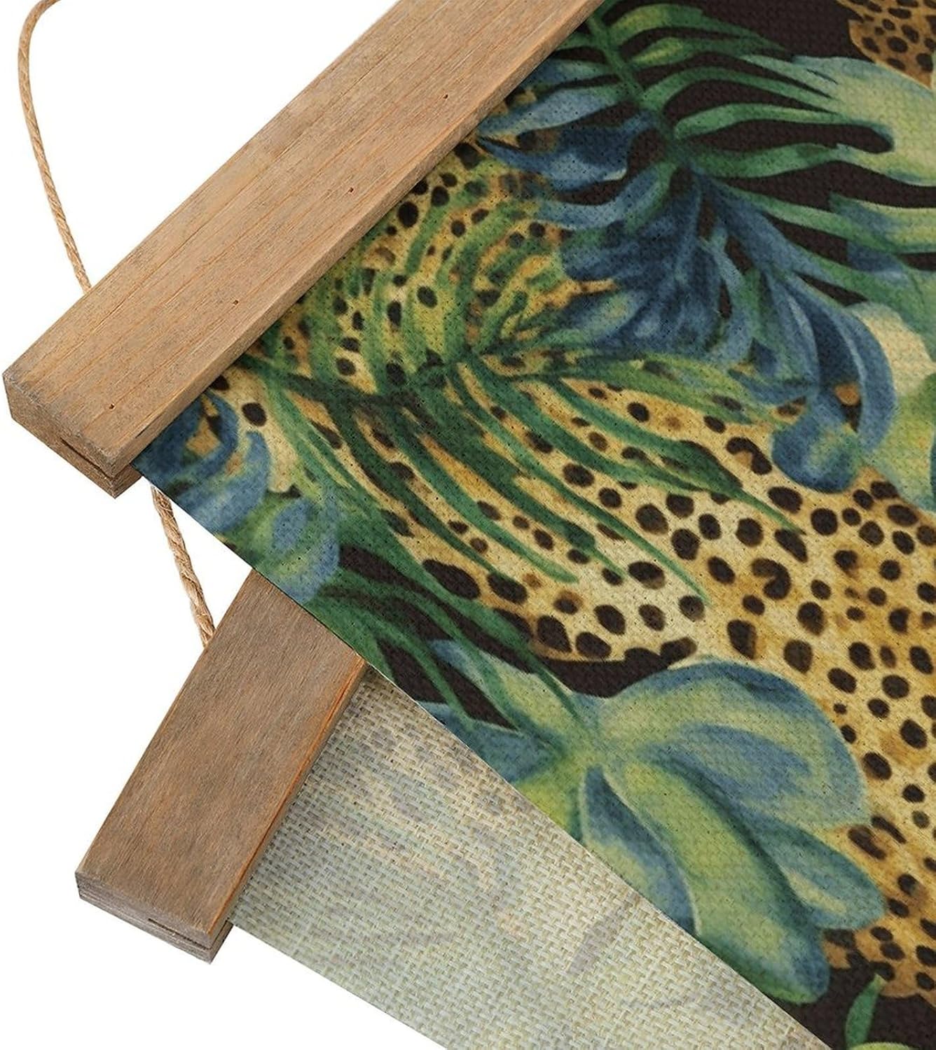 Vintage Print Animal Leopard Print Jungle Poster with Wooden Frame Personalized Linen Hanging Scroll Painting Rustic Wall Hanging Illustrative Modern Artwork Decor for Home Living Room Bedroom Office