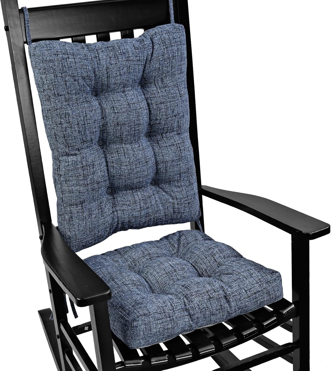 SINOSSO Rocking Chair Cushion Set with Thick Padding, Back Pillow & Seat Cushion with Ties, Modern Interwoven Style Indoor Living Room Rocker Chair Pads for Elderly Sitting, Blue