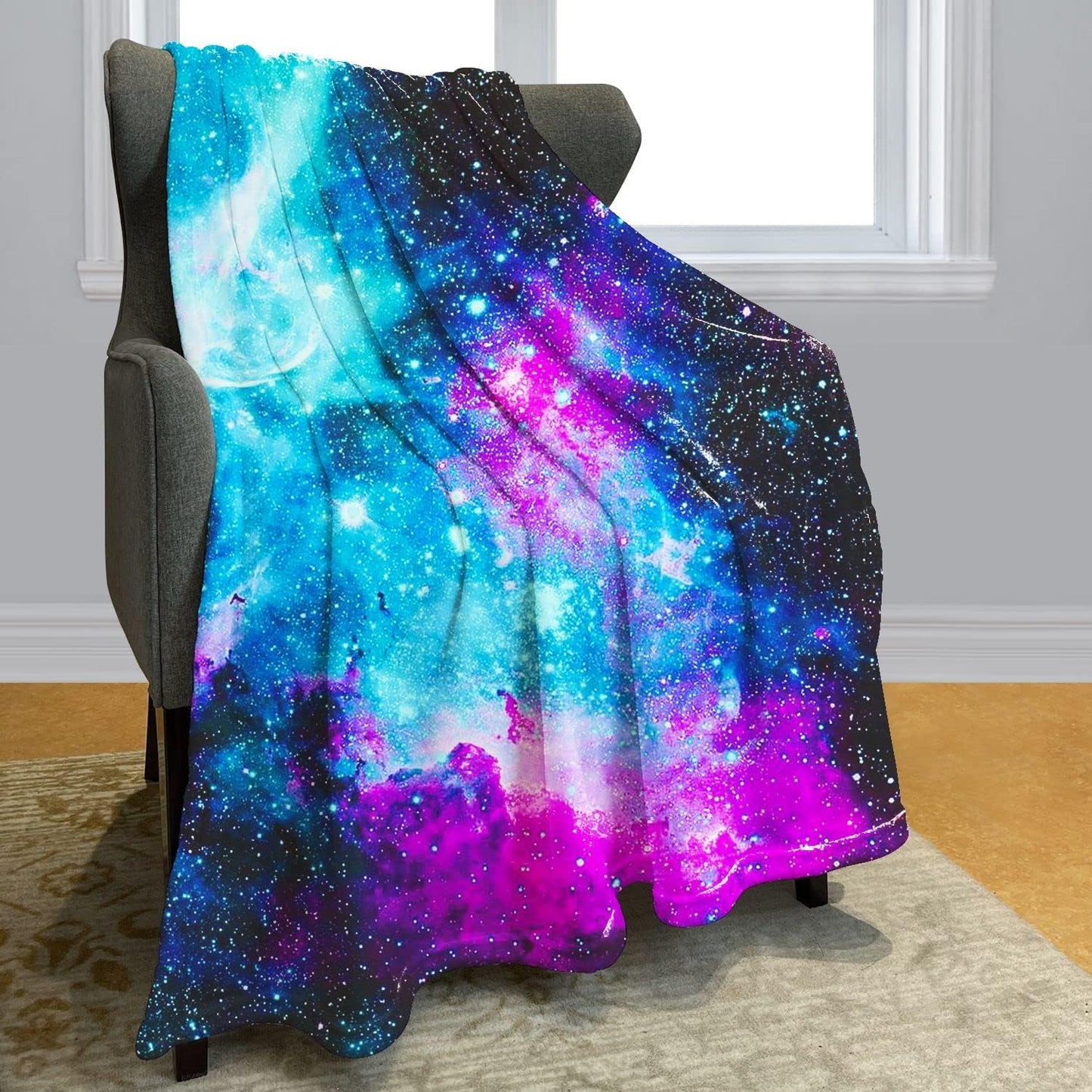 Nebula Galaxy Throw Blanket Fantasy Purple Blue Starry Sky Space Fleece Blanket Soft Warm Cozy for Sofa Couch Bed 60"x80"