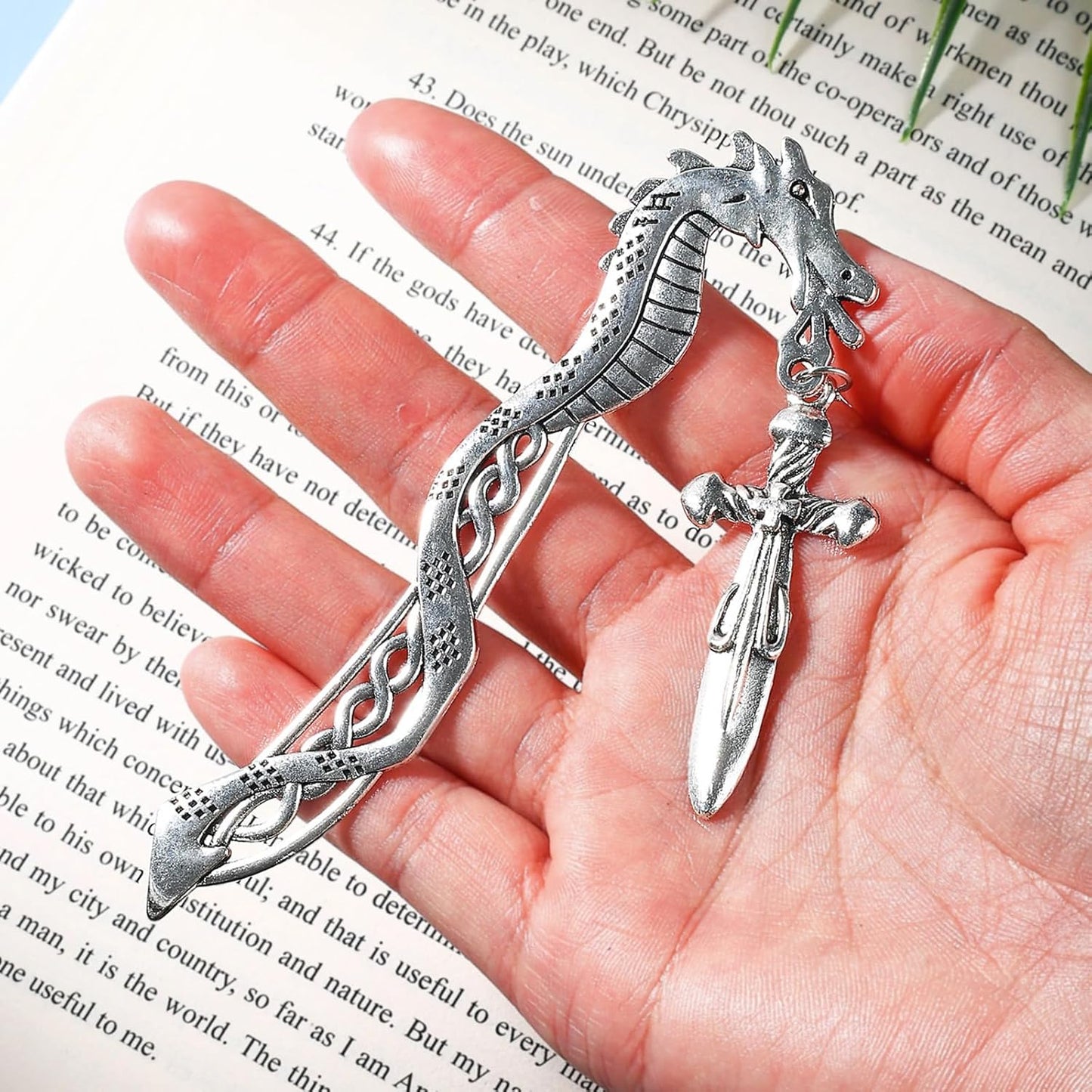 Vintage Witch Dagger Sword Pendant Silver Dragon Metal Hook Bookmark,Handmade Wicked Bookmarks for Reading Women,Men,Book Lovers,Girls,Teens,Teachers and Students
