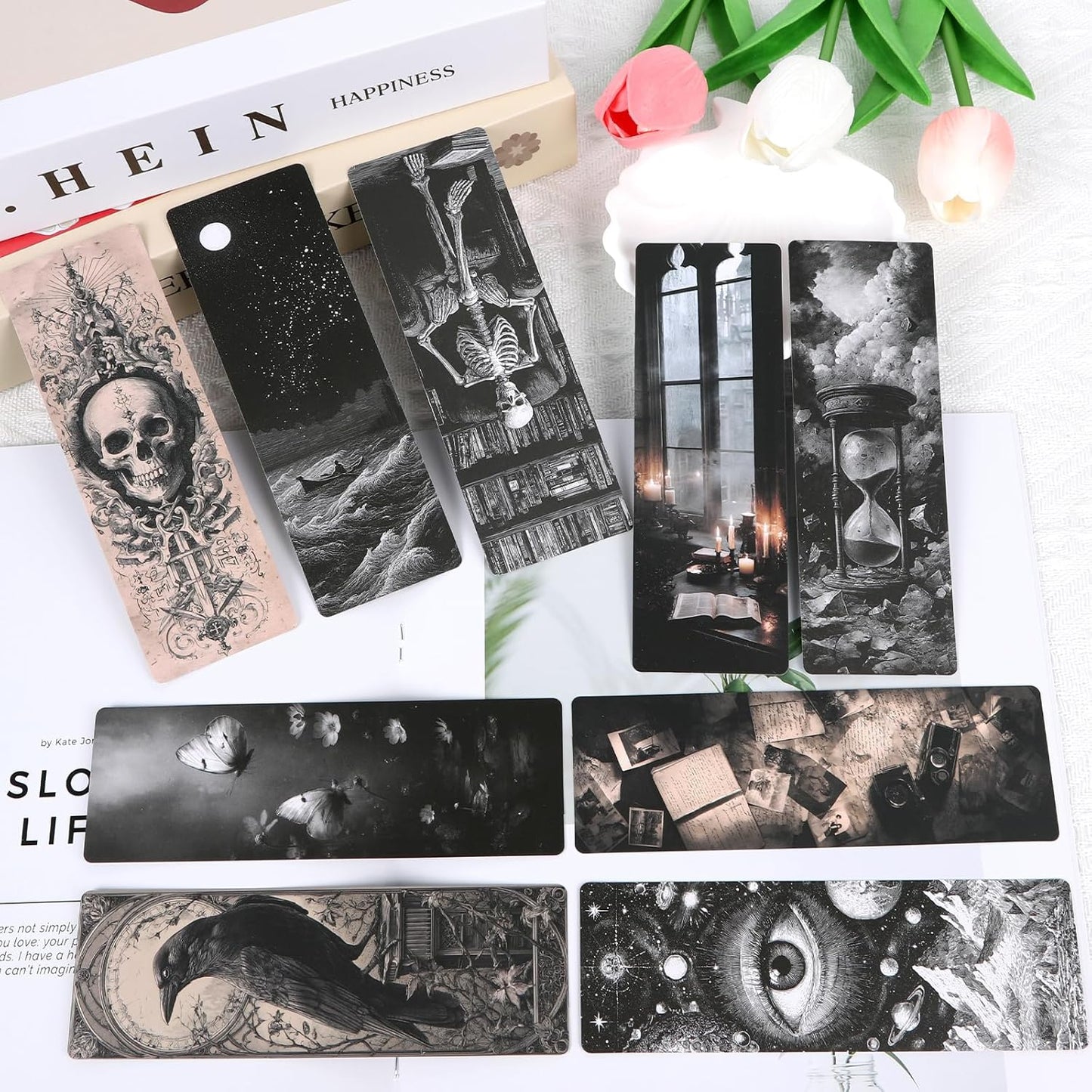 Dark Academia Bookmarks Gifts - 100 Pcs Vintage Gothic Book Mark Dark Romance Bookmark Skull Witchy Page Marker Clip Gifts for Women Men Book Lovers Students Teachers Bookish Reading