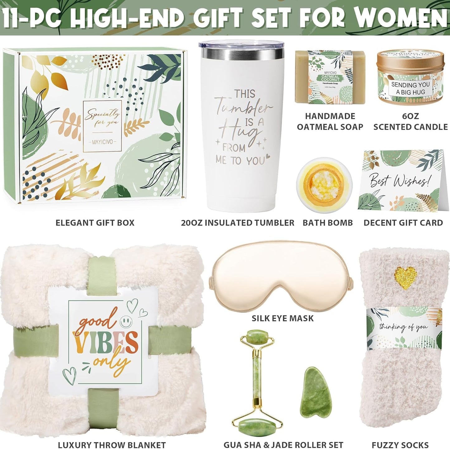 Self Care Get Well Soon Gift Baskets for Women, Birthday Gifts for Women Care Package Thinking of You Relaxing Spa Gift Set, Unique Valentines Day Gifts for Her Mom Friends Wife Girlfriend Sister