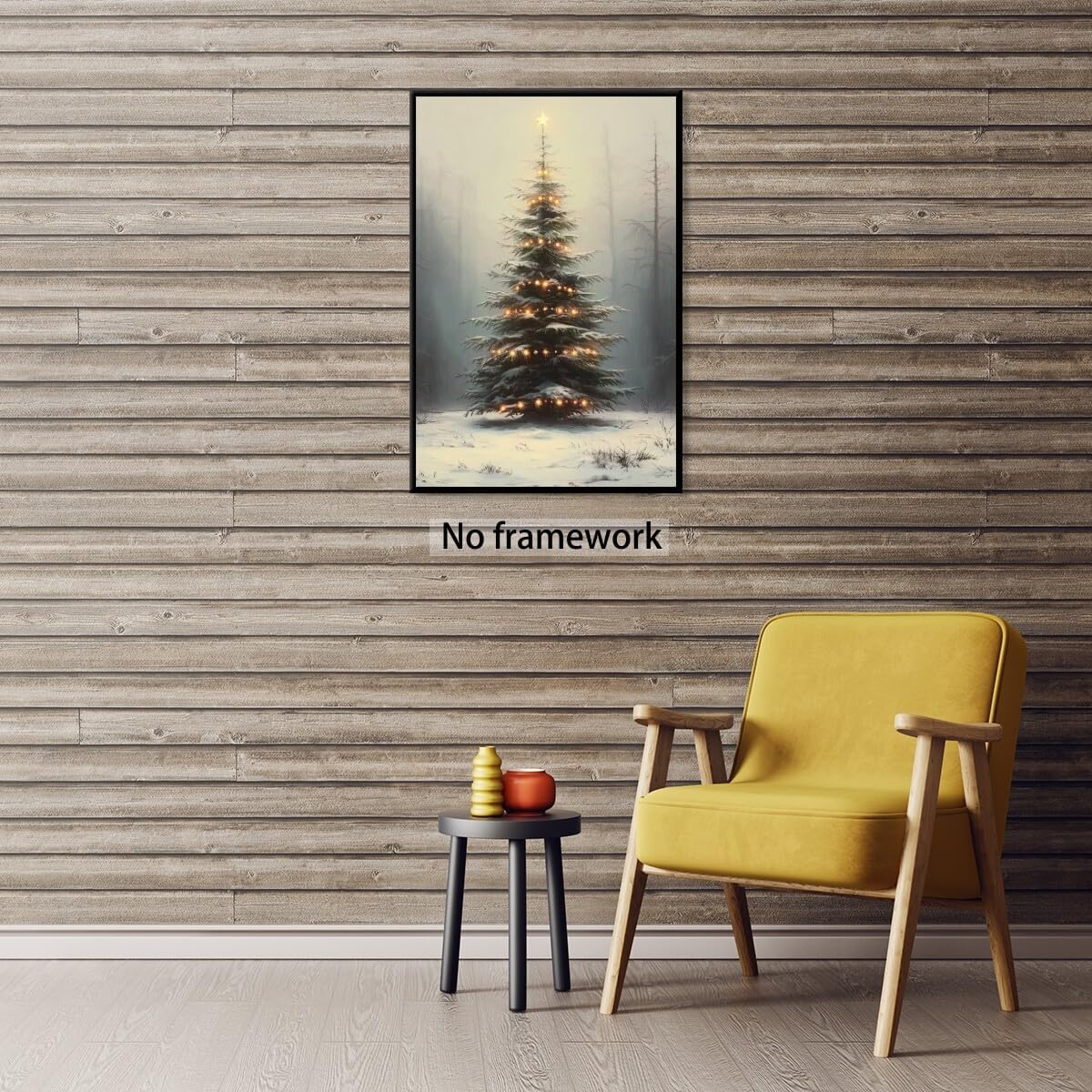 Vintage Christmas Wall Art Christmas Pine Tree Posters Canvas Prints Poster Farm House Decor Winter Xmas Rustic Holiday Home Dorm Living Room Aesthetics Decoration 12x18inch Unframed