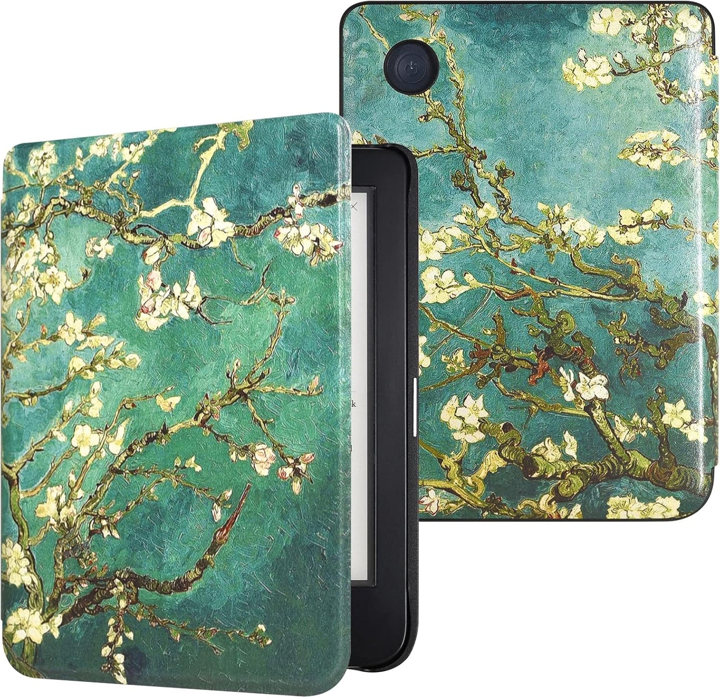 DMLuna Case for Kobo Clara / Clara 2E 6" - Ultra Slim Lightweight Folio Premium PU Leather Protective Cover with Auto Sleep/Wake Function, Almond Blossom