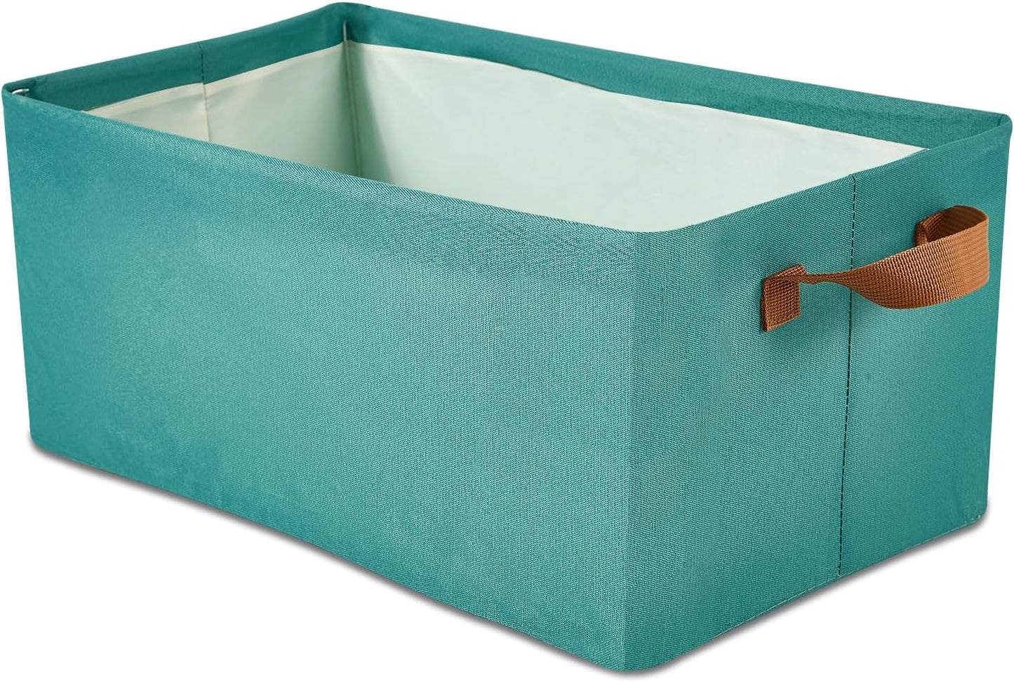 DAYARD Storage Boxes with Metal Frame Support, Open Storage Bins for Closet Organizing, Rectangle (1, green)