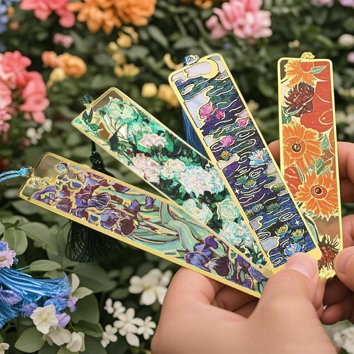 6 Pieces Metal Bookmarks with Tassel,Gold Oil Painting Theme Woman Bookmark,Bookmarks for Reading,Reading Accessories,Present for Book Lovers