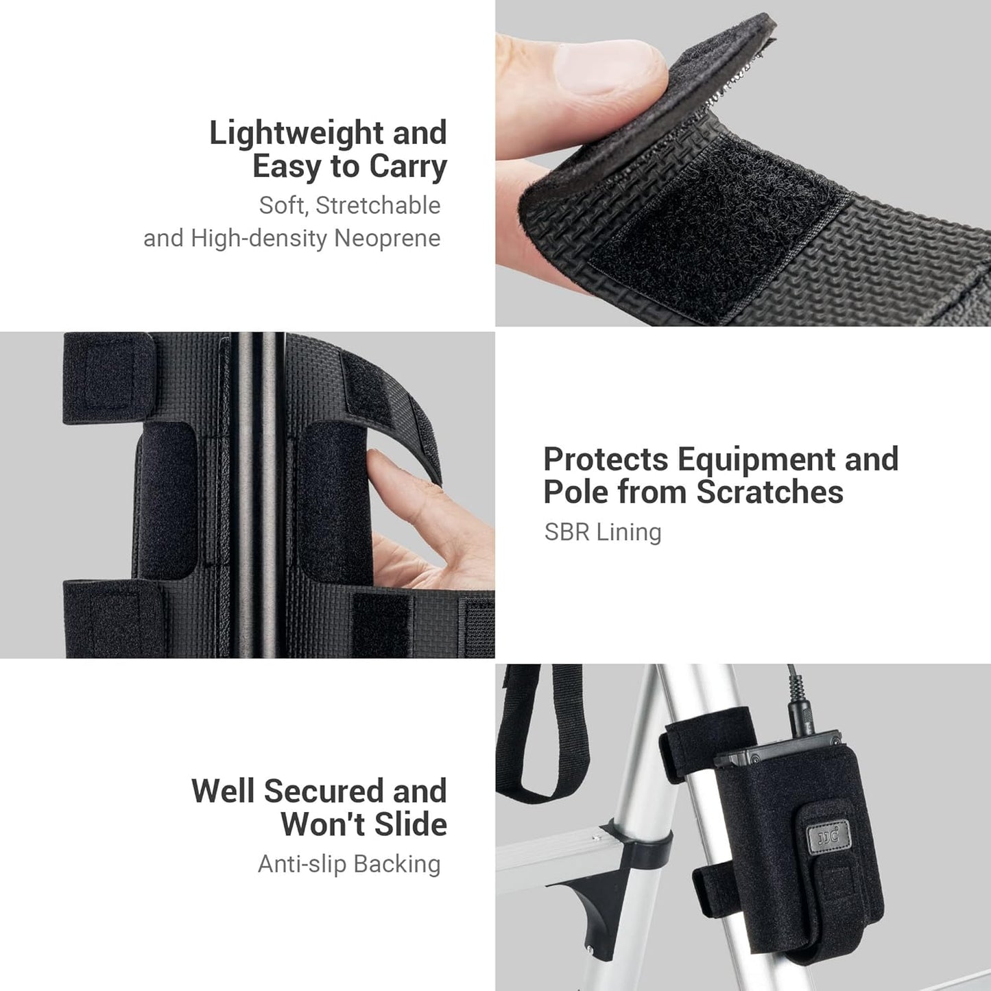 JJC Equipment Mounting Strap for Power Bank on Tripod for Long Time Photography,Remote/Off-Camera Flash Holder Strap for Photographer Videographer,Hard Drive/Computer Power/Smartphone Holder Strap