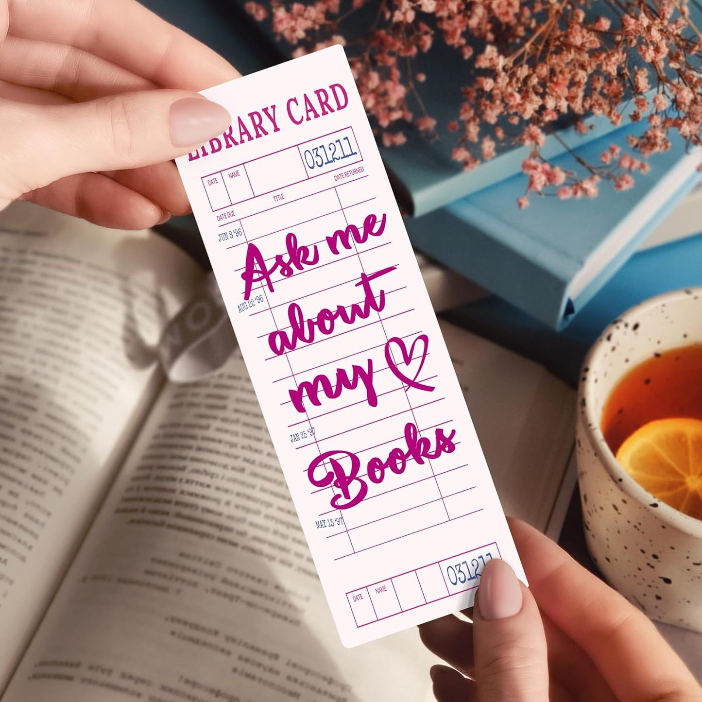 Vintage Bookmark Bulk Gifts - 100 Pcs Pink Library Card Paper Bookmarks for Women Girls Students Book Lovers Retro Quote Page Marks Reading Accessories Bookish Gift for Birthday Christmas