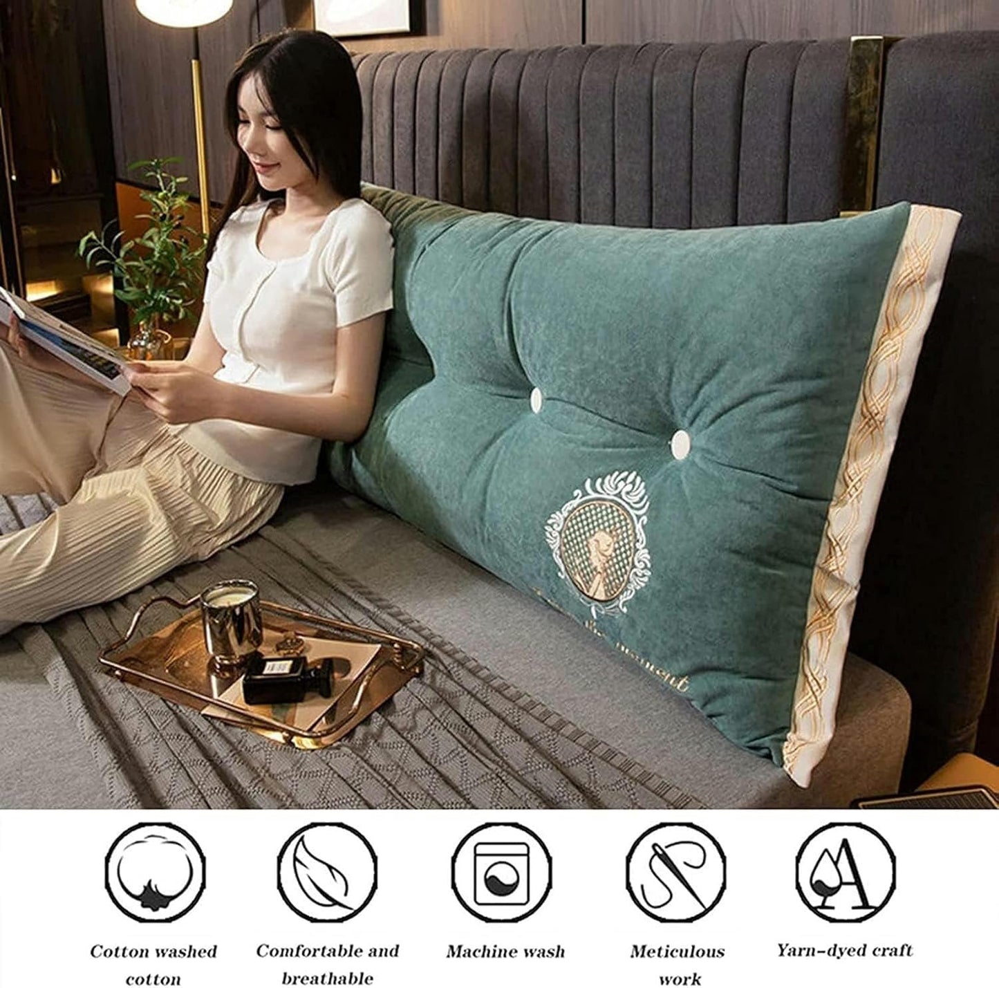 Triangular Reading Bed Rest Pillow, Wedge Body Positioners Pillow Bed Back Cushion Pillow Daybed Backrest Support Cushion Bed Rest Pillows(Brown,100 * 60CM)