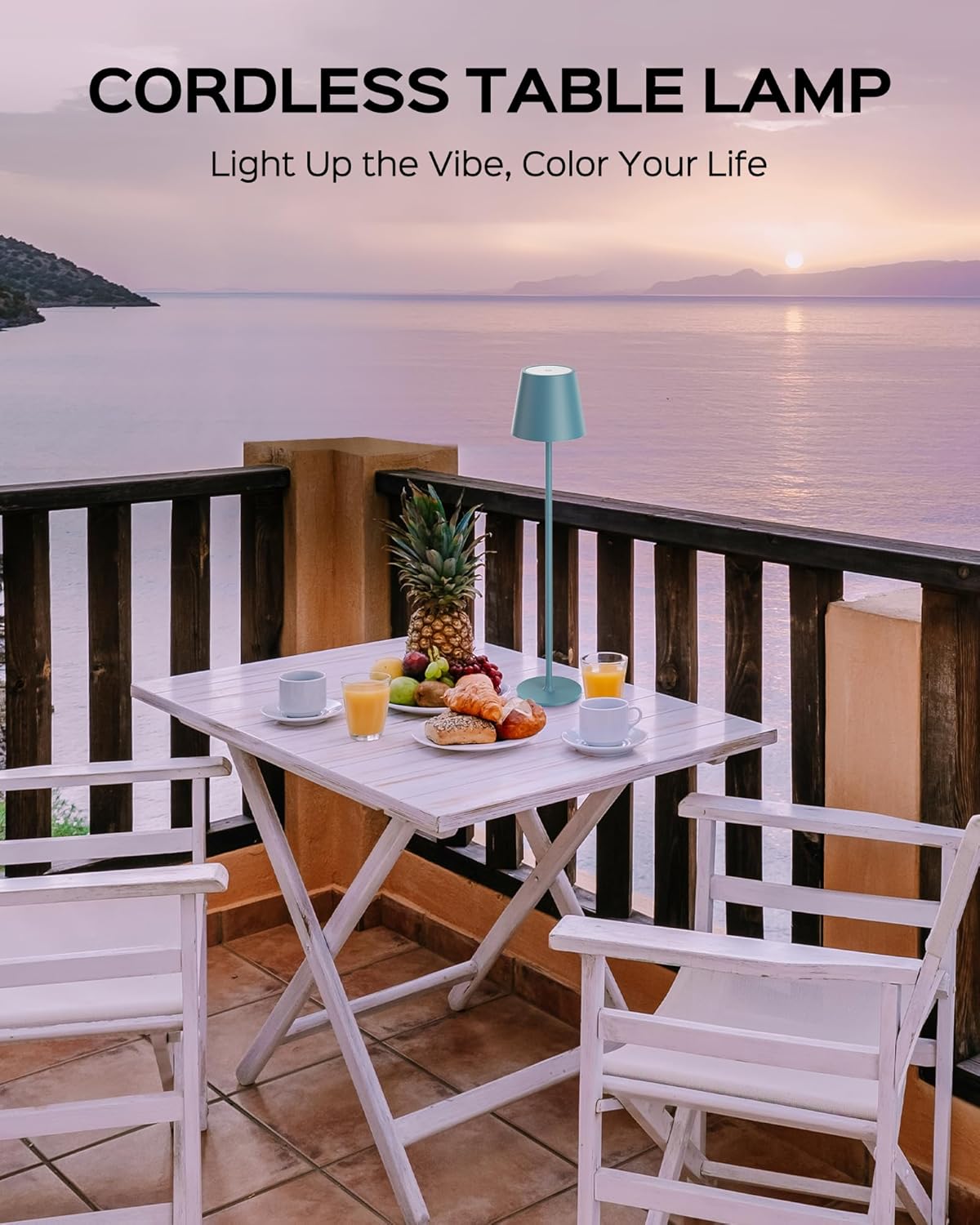 Cordless Table Lamps Rechargeable, 3 Adjustable Height, 5000mAh Battery Operated, 3 Colors Smooth Dimming, Portable LED Waterproof Table Lamp for Kitchen, Bedroom, Outdoor (2 Pack-Lake Blue)