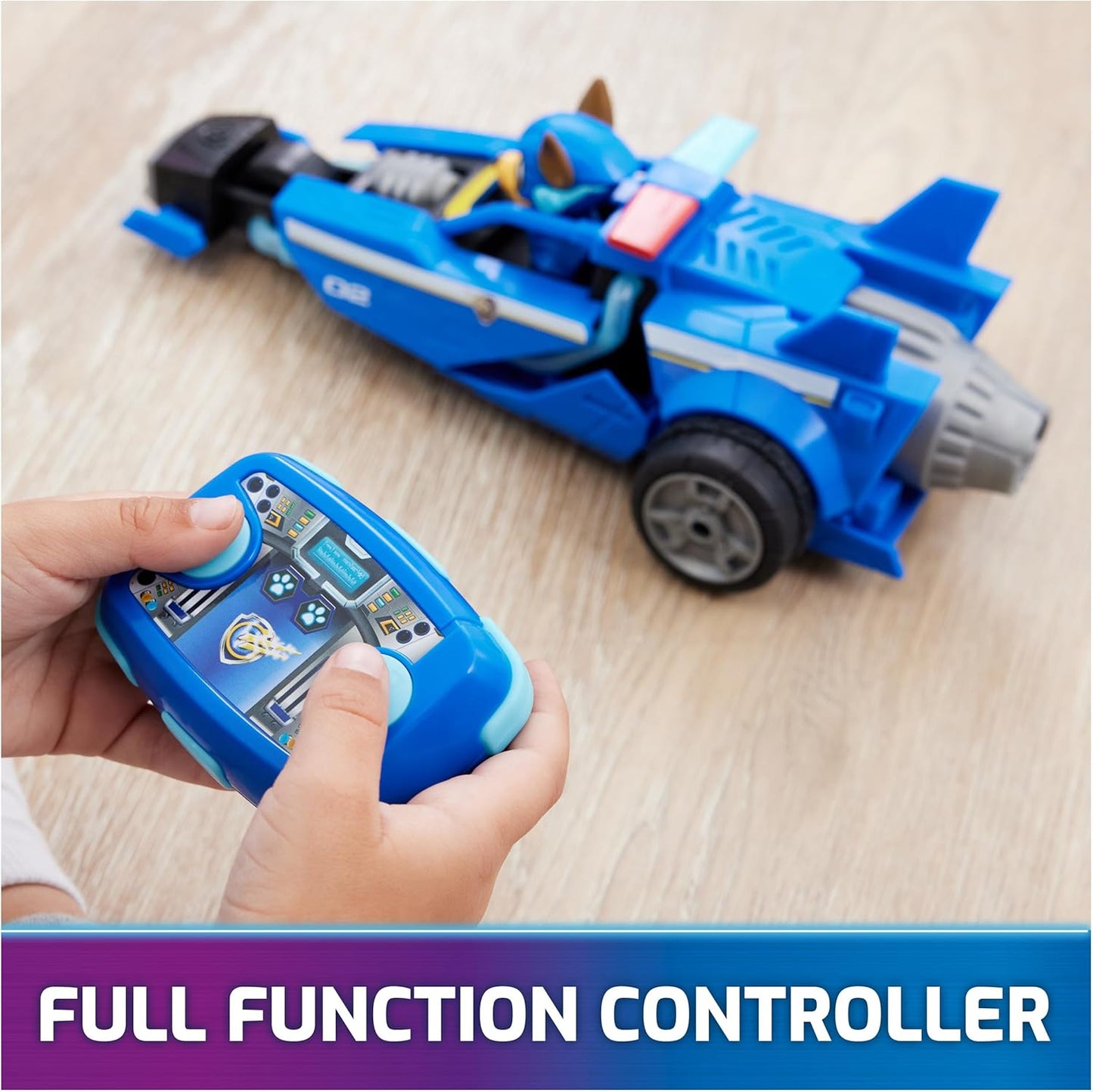 Paw Patrol: The Mighty Movie, Remote Control Car with Molded Mighty Pups Chase, Kids Toys for Boys & Girls 3+