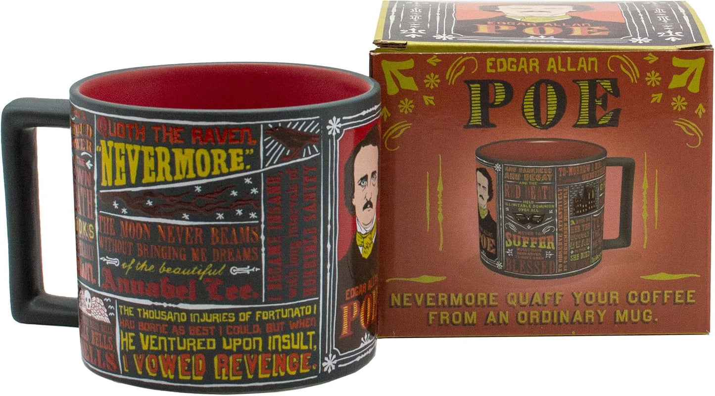 The Unemployed Philosophers Guild Edgar Allan Poe Coffee Mug - Famous Quotes and Portrait of the Gothic Horror Author - Comes in a Fun Gift Box, 14oz