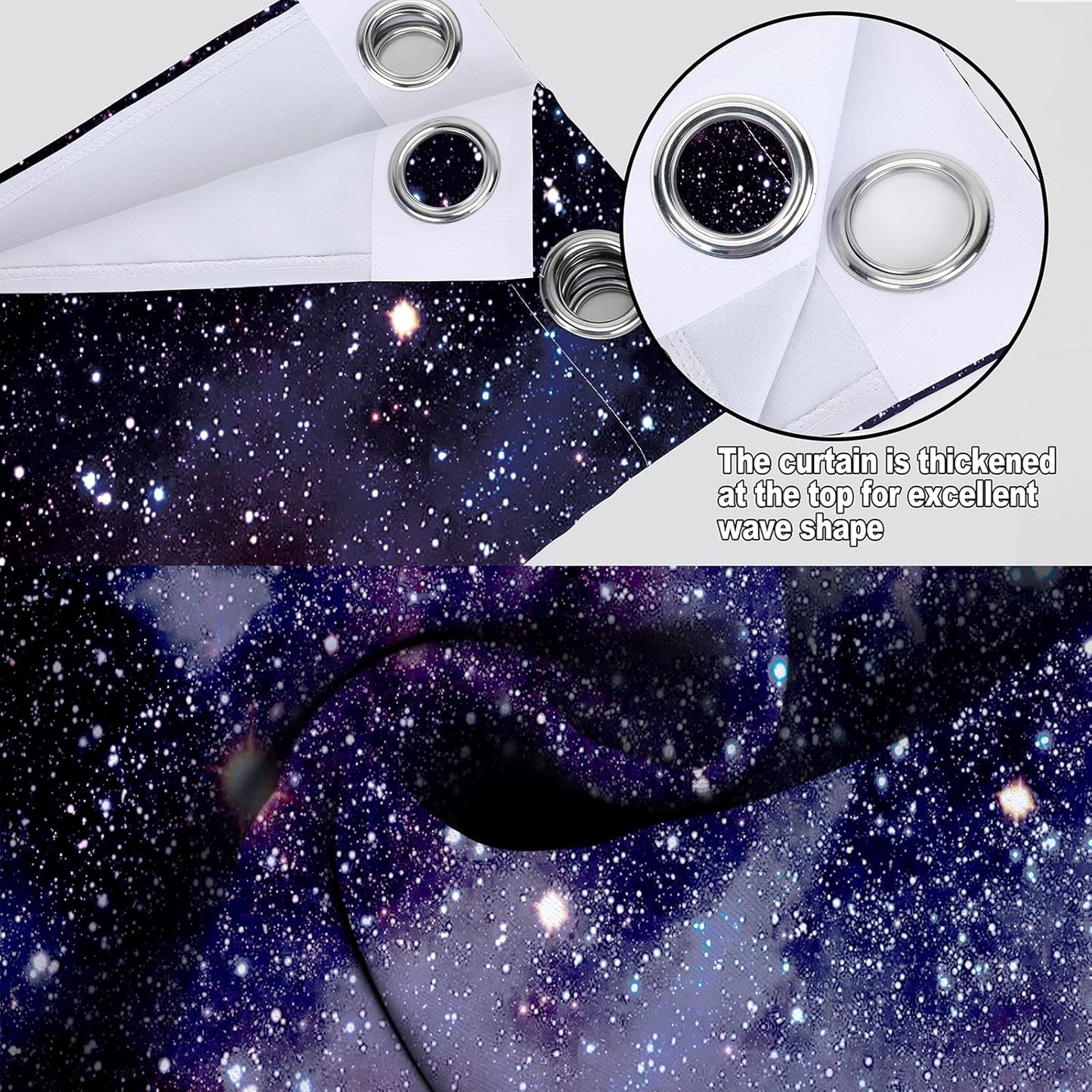 MissHope Outer Space Galaxy Blackout Curtains Kids Boys Girls Teens Universe Nebula Drapes Colorful Stars Starry Sky Decor for Home Bedroom Room Darkening Grommet Window Drapes 2 Panels, 42x63 Inch