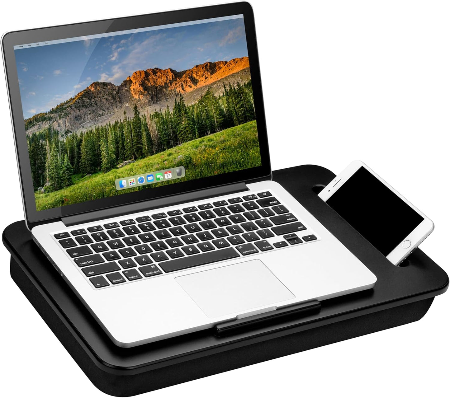 LAPGEAR Sidekick Lap Desk with Device Ledge and Phone Holder - Black - Fits up to 15.6 Inch Laptops - Style No. 44218