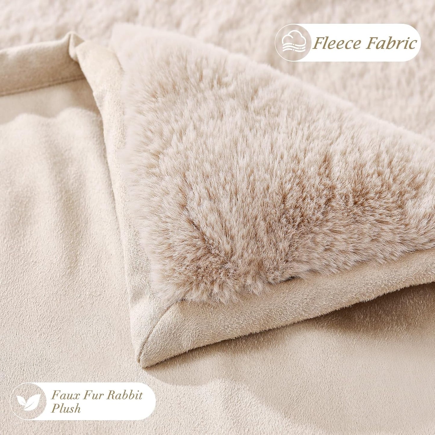 Faux Rabbit Fur Throw Blanket 880 GSM, Ultra Soft Thick Warm Bubble Plush, Reversible Throw for Couch Sofa Bed, Cozy Shaggy Blanket for Bedroom & Living Room(50''*60'',Camel)