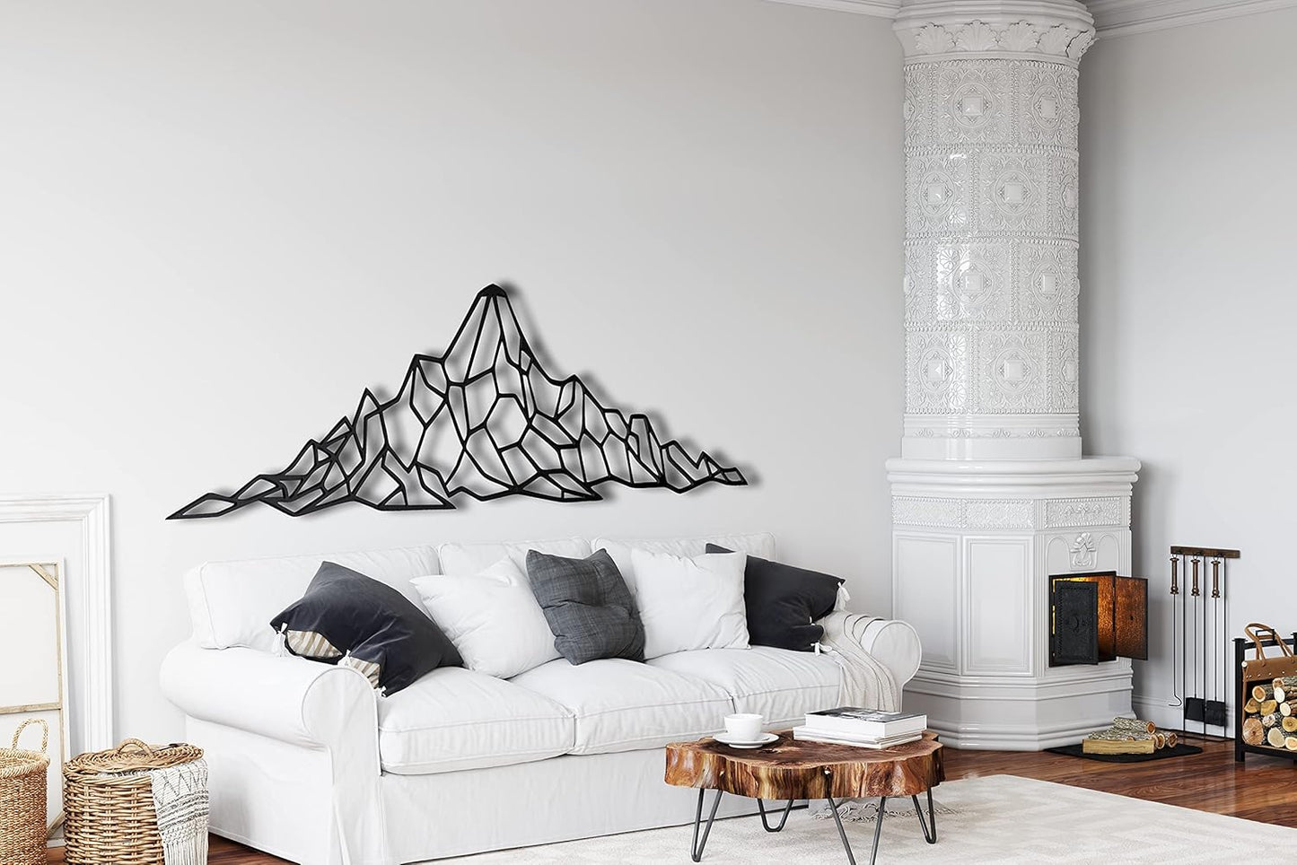 Metal Wall Decor, Geometric Mountain , Home Living Room Decor, Wall Sign, Metal Wall Art, Interior Decoration, Indoor Outdoor Hangings (60x21cm)