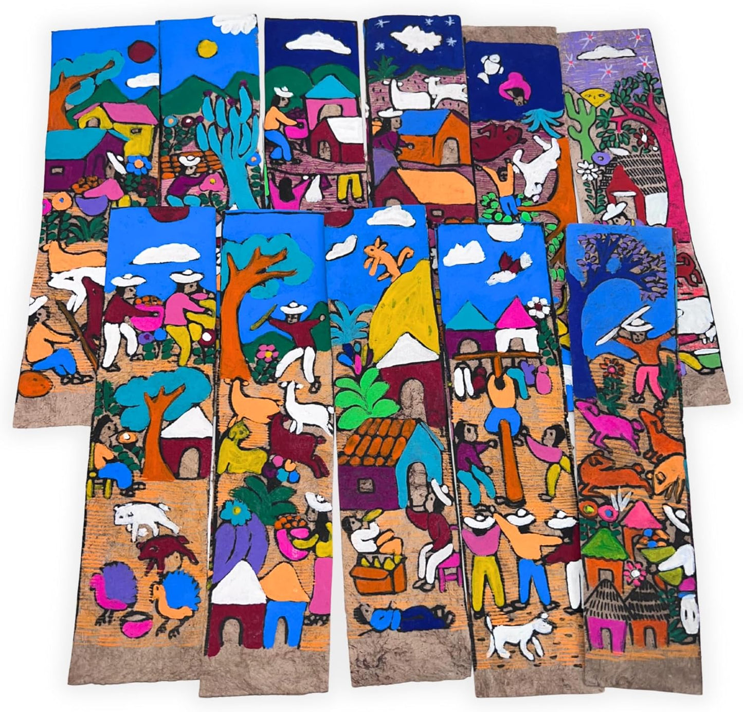 Jacq & Jürgen – Hand Painted Amate Paper Bookmarks, Set of 5 – Authentic Mexican Folk Art, Handmade & Unique (Heritage & Harvest Collection)