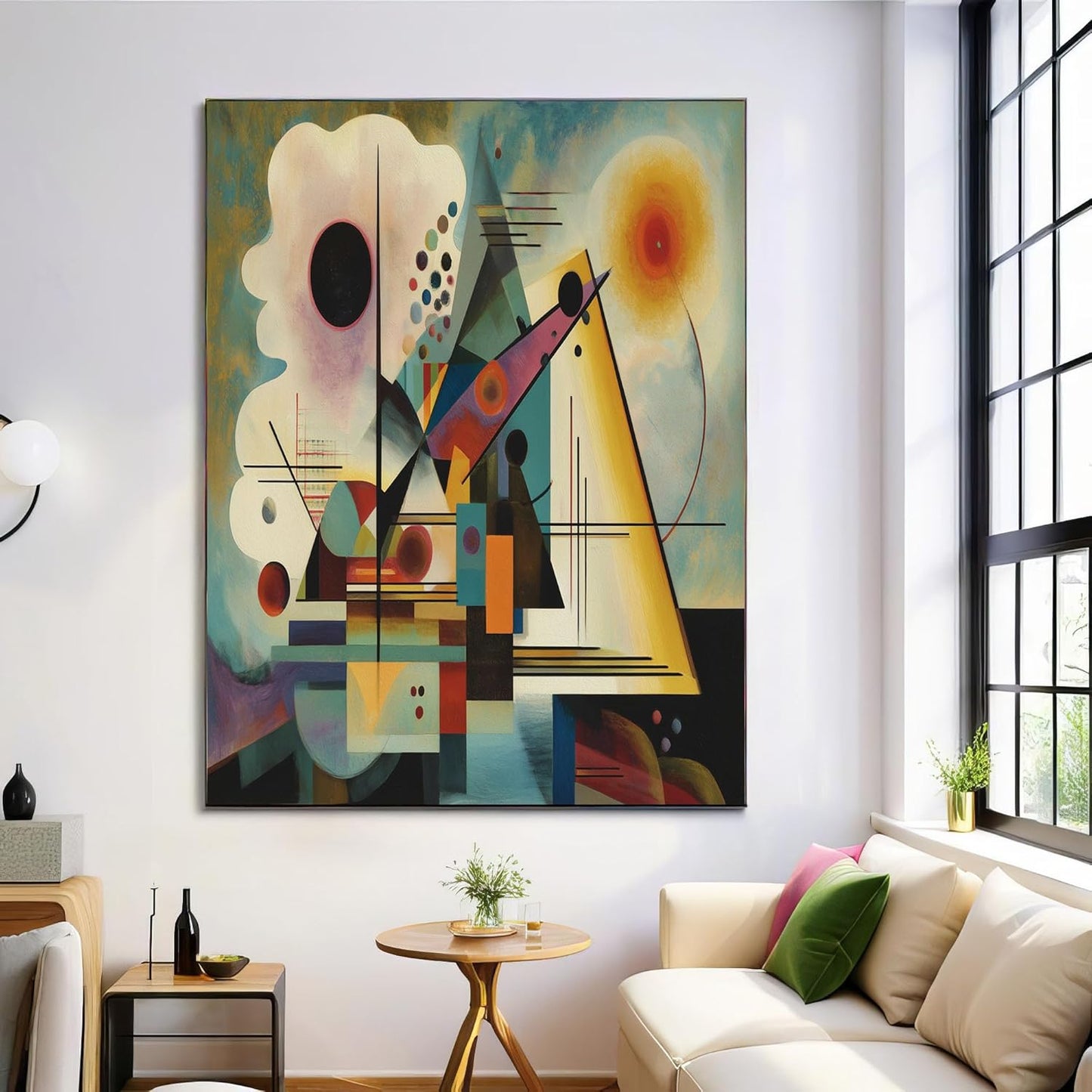 GDJSMIN Abstract Geometric Shapes Wall Art, Triangle Circle Design Poster for Reading Room Living Room Decor 16x 24 inch Unframed