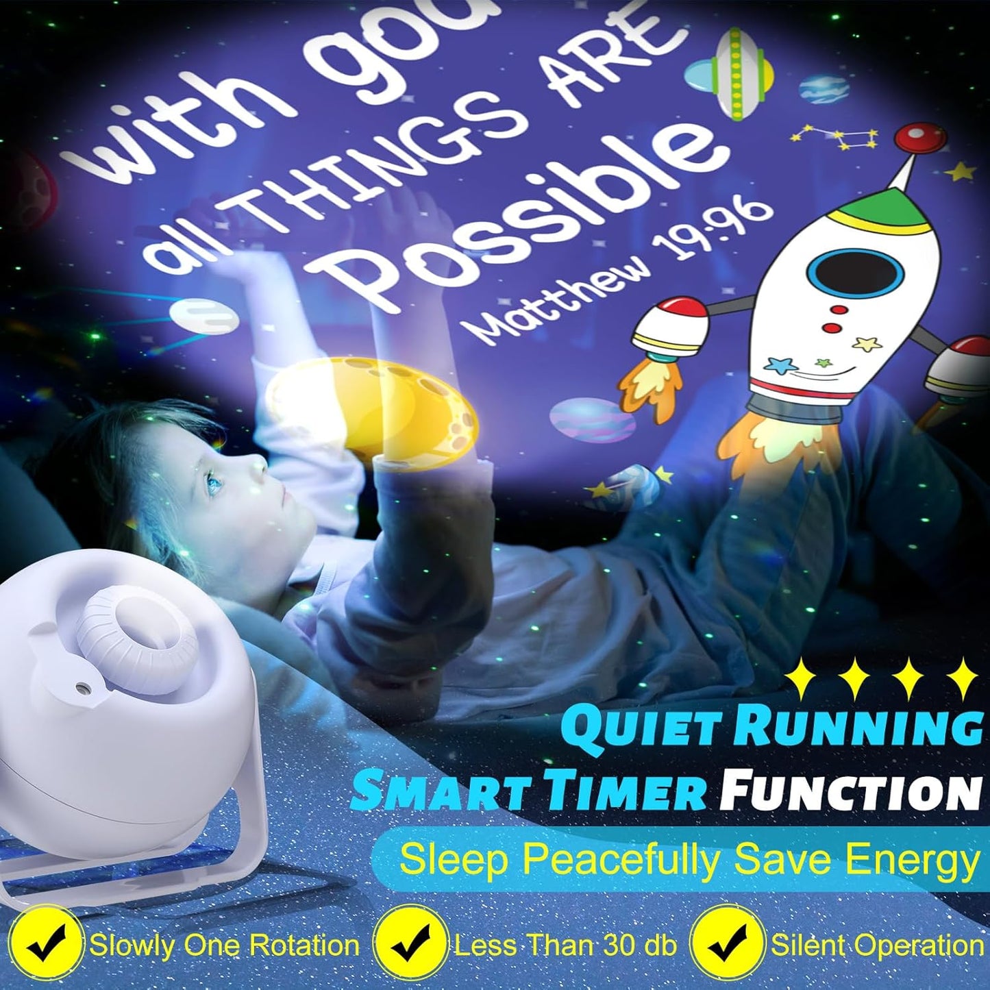 Bible Verses Projector Galaxy Projector Includes 12 Interchangeable Christian Discs Night Light Set Project Religious on Walls or Ceilings for Gift(Classic)