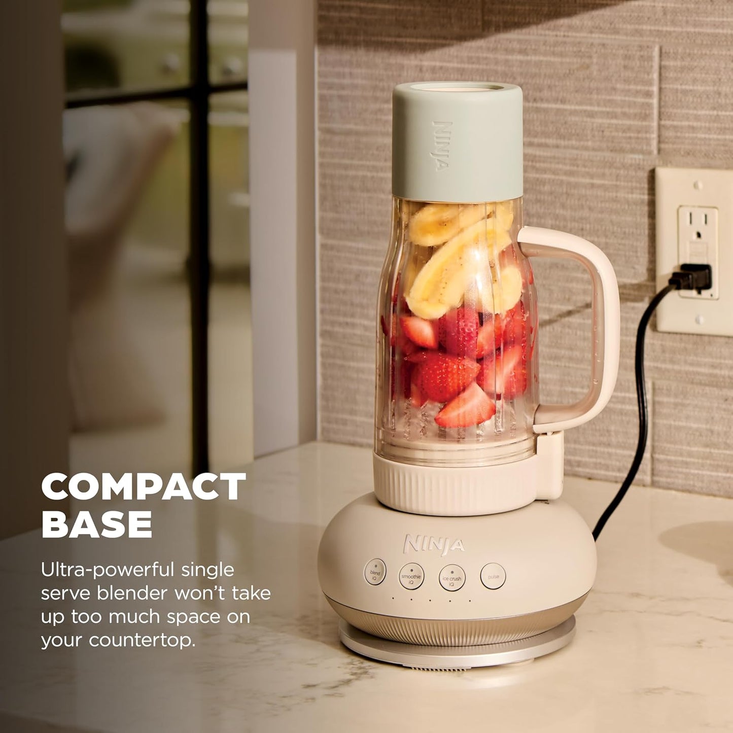 Ninja Blendboss™ | Personal Blender for Smoothies & Frozen Drinks | 26oz Travel Tumbler with LeakProof Lid, Chug Spout & Detachable Straw | Auto-iQ Technology | Stone Mint | DB351ST