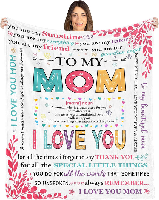 to My Mom Blanket, Mother's Day Christmas Birthday Gifts for Mom from Daughter Son, Mother Birthday Presents Gift for Mothers Day Christmas