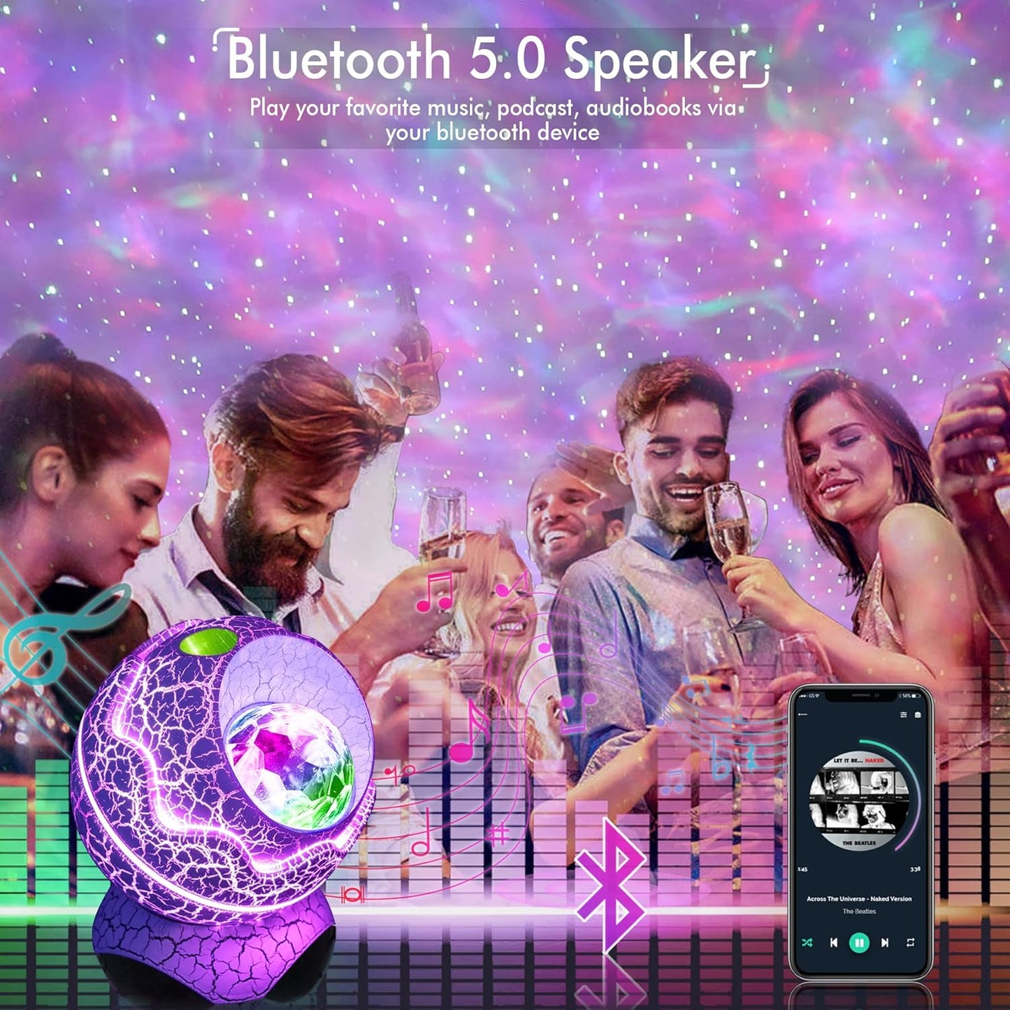 Rossetta Star Projector, Galaxy Projector for Bedroom Nebula Night Light Projector with White Noise, Bluetooth Speaker, Timer and Remote, Room Decor, Gifts for Kids, Adults, Birthday, Party, Easter
