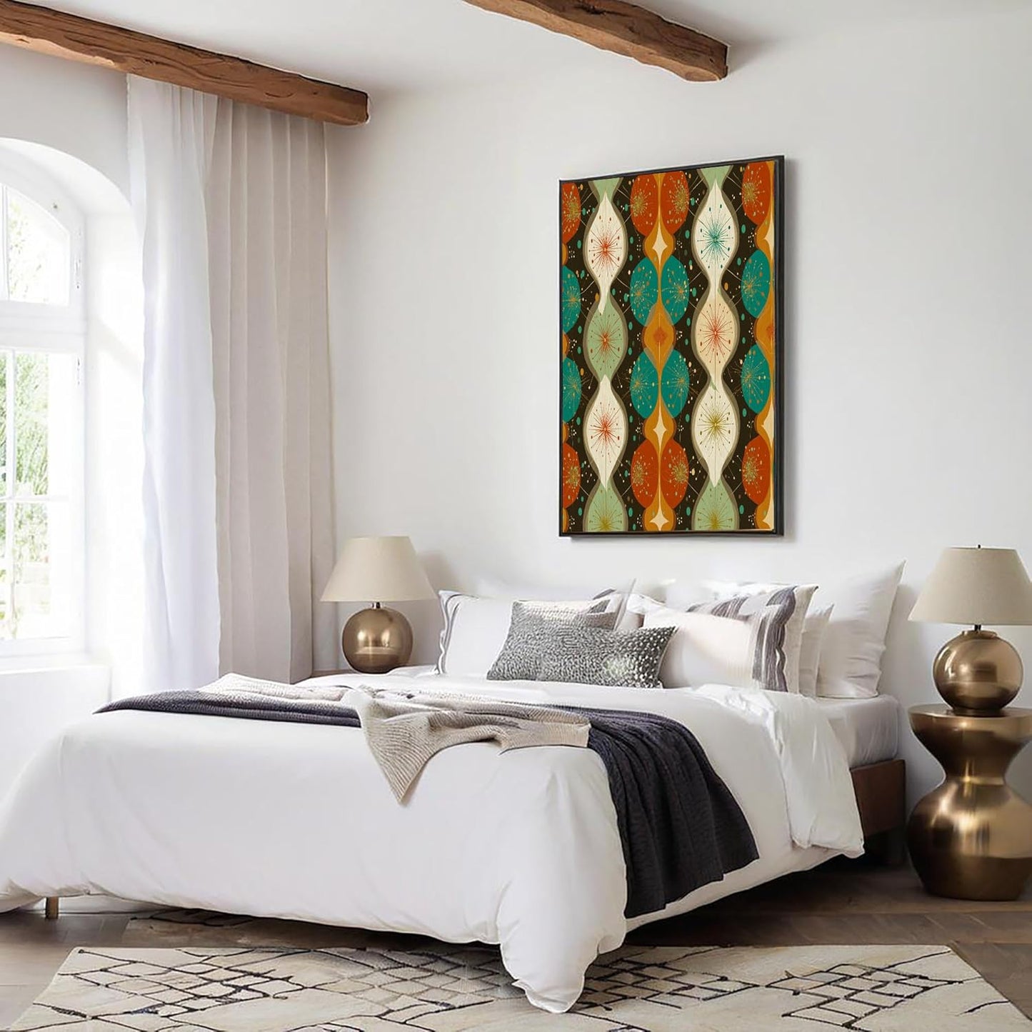 GDJSMIN Mid-Century Modern Wall Art, Abstract Geometric Shapes Poster for Reading Room Living Room Decor 12x 16 inch Unframed