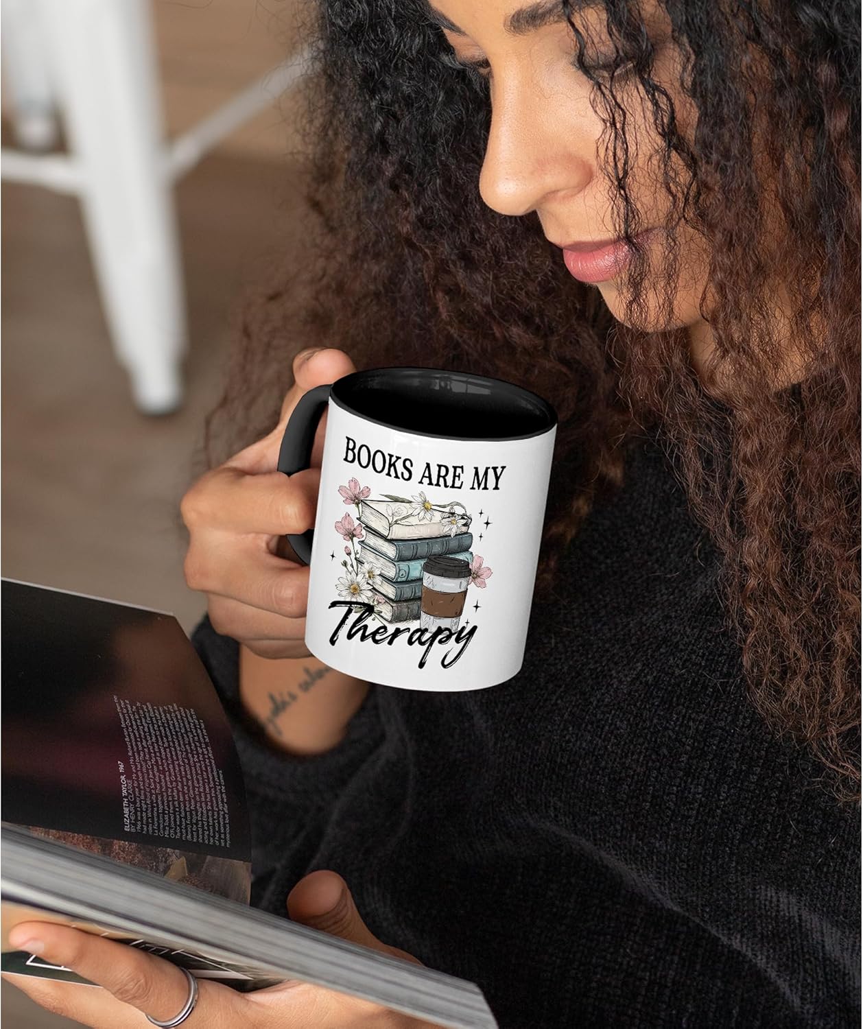 Book Lover Gifts - Booktrovert Mugs, Bookish Coffee Mug with Stacked Book Design, Bookworm Mugs for Readers, Coffee Mug for Readers, Birthday, Christmas Gifts for Books Lovers Women