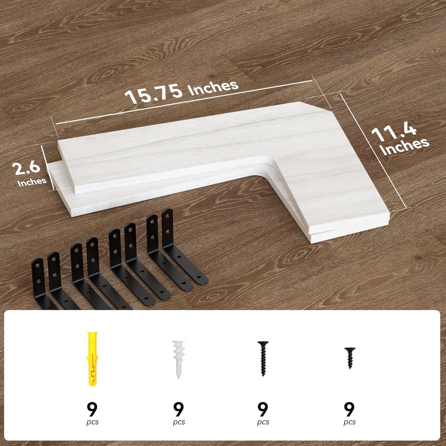 Floating Corner Shelves for Wall, Corner Wall Mounted Shelf for Home Décor Storage, Rustic Wood Shelves for Room, Bathroom, Bedroom & Kitchen -(2, White)
