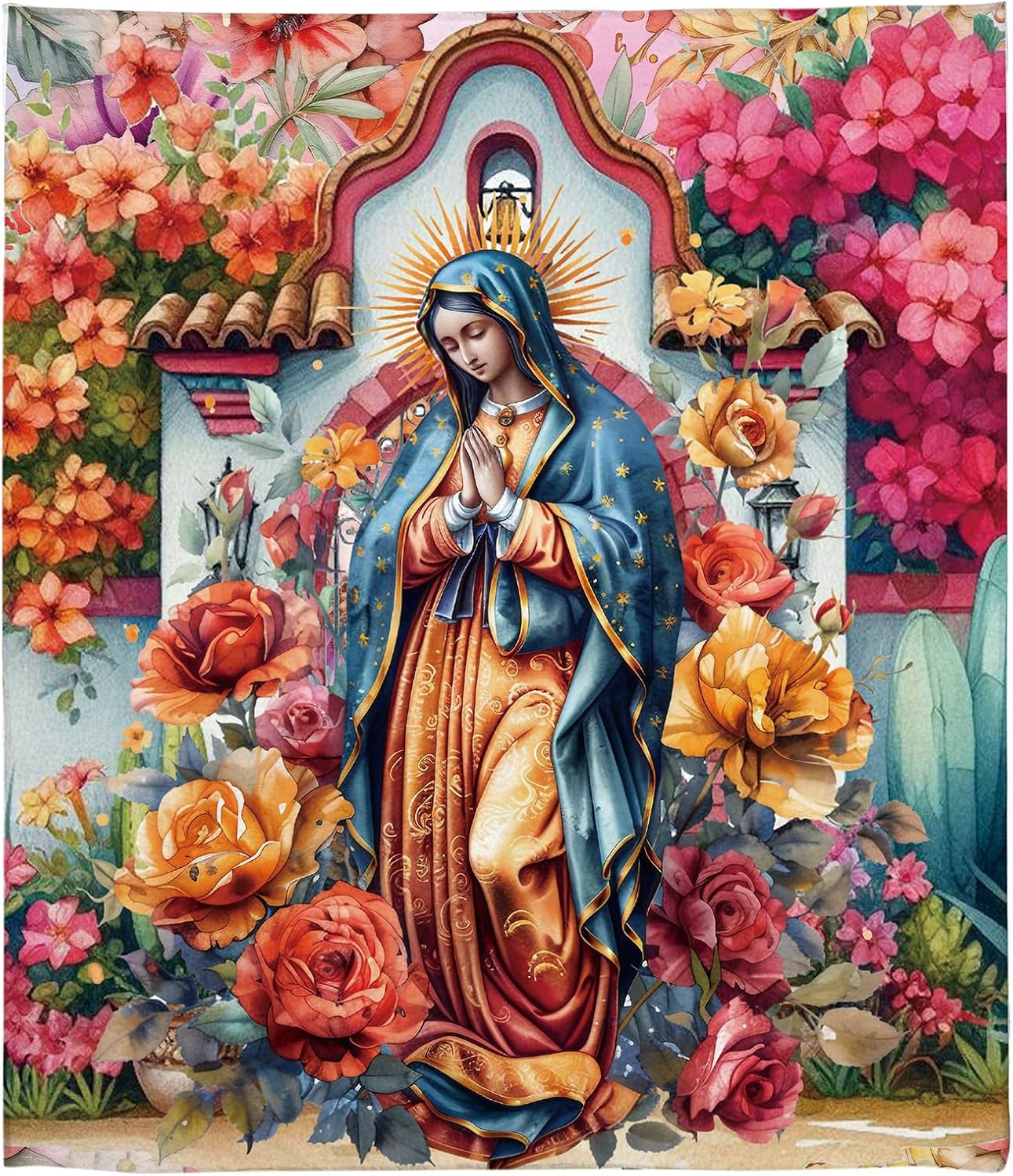 Virgin Mary Blanket Catholic Gifts, Our Lady of Guadalupe Blanket for Women, Religious Christian Bible Verse Prayer San Marcos Mexican Throw Blanket Manta De La Virgen De, 50"X60"