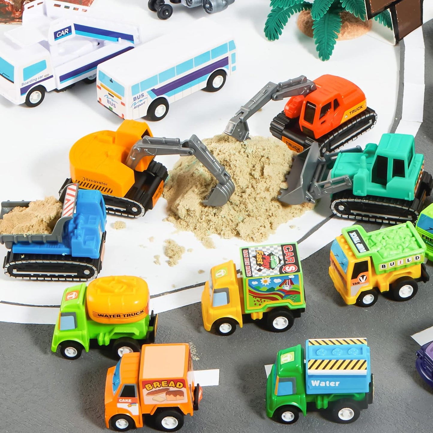 JOYIN 25 Pieces Pull Back Cars and Trucks Toy Vehicles Set for Toddlers, Girls and Boys Kids Play Set, Party Favors, School Gifts, Goodie Bags Stuffers for Kids, Easter Basket