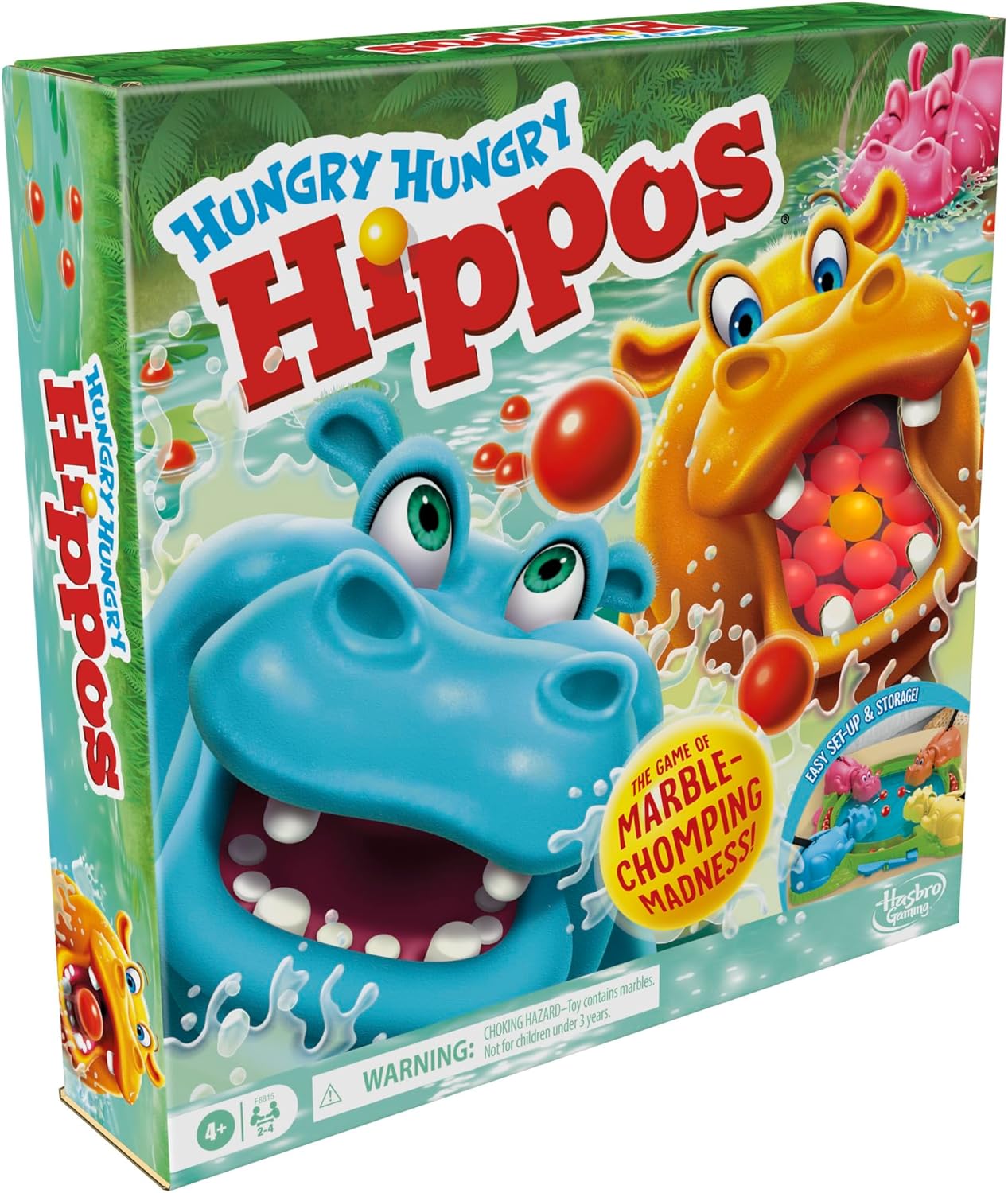Hasbro Gaming Hungry Hungry Hippos Game for Preschoolers | Instant Marble Relaunch, Easy Set-Up & Storage| Ages 4 and Up | 2 to 4 Players | Kids Games