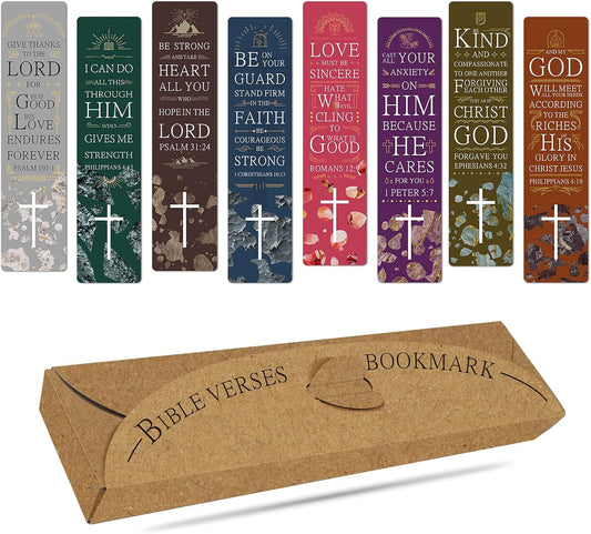 ANZON MORIES 48 Pieces Christian Scripture Bookmarks with Bible Verse Quotes & Storage Box, Inspirational Book Mark Religious Marker Christian Art Gift Bookmark for Reading Lover, Men, Women, Kids