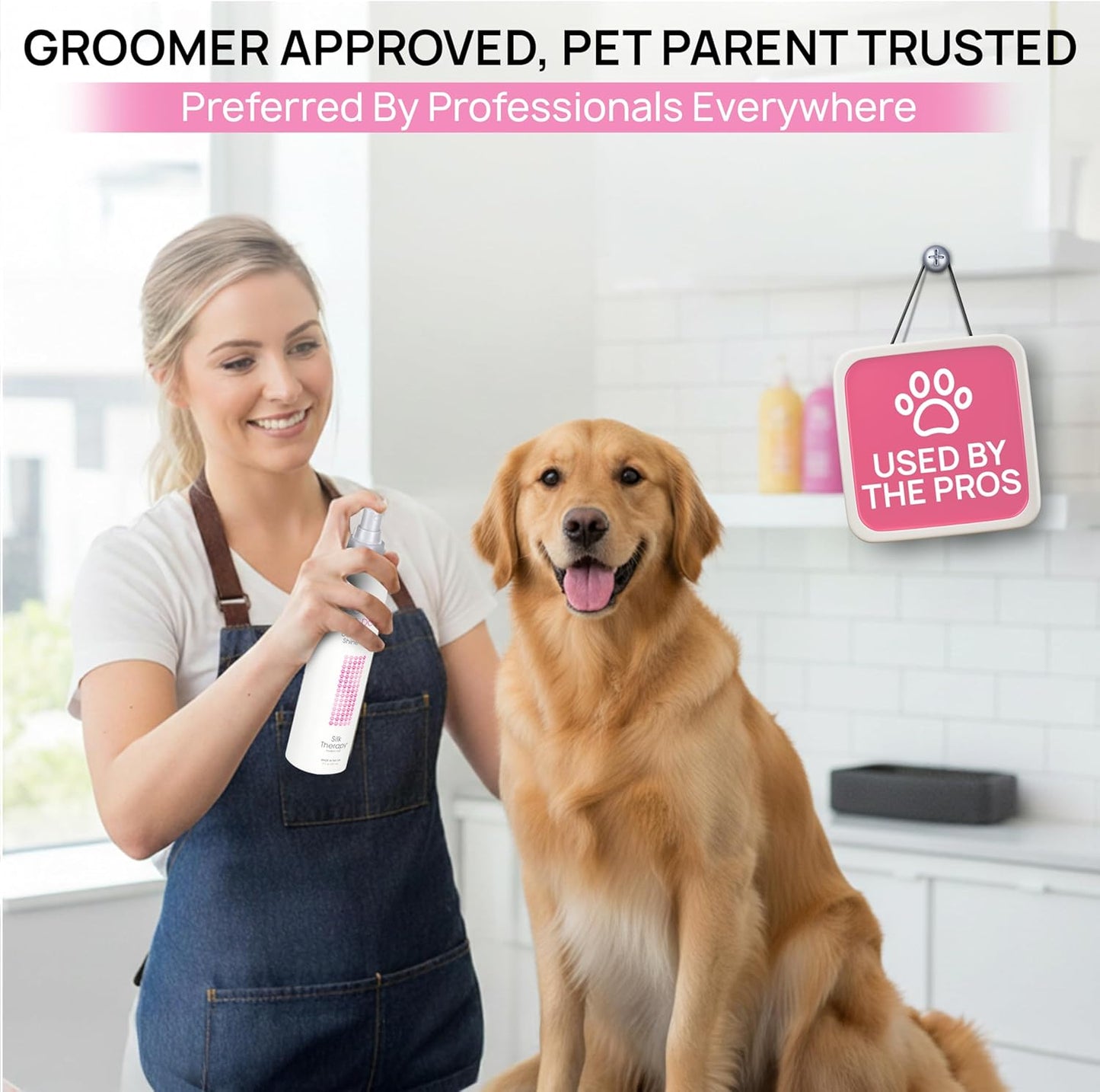 BioSilk for Dogs Detangling Spray with Shine Support, Lightweight Leave In Grooming Mist that Helps Smooth Coats, Detangle, and Add Shine Without Buildup, 8 Fl Oz