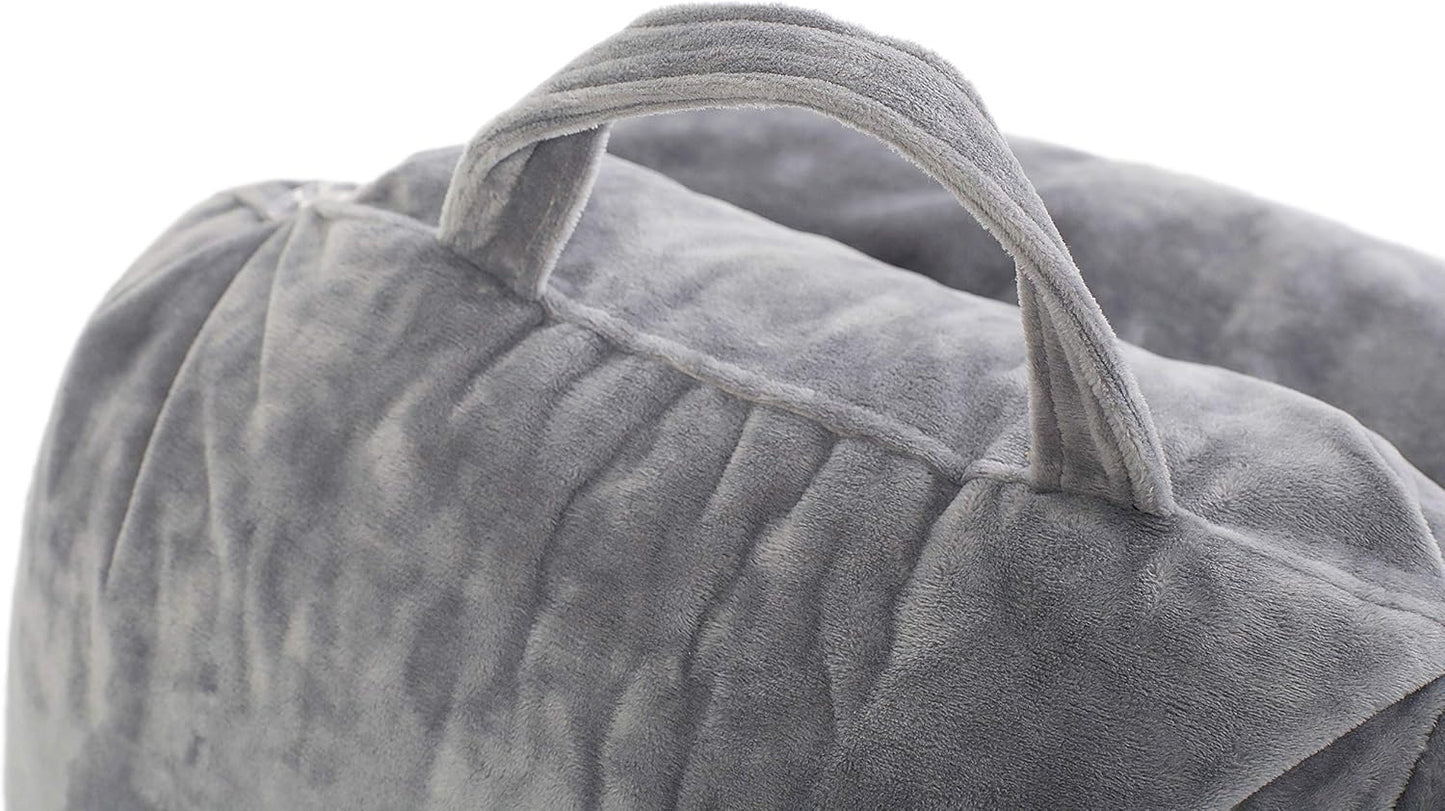Husband Pillow XXL Cover Only Dark Grey, Cozy Microfiber Bed Rest Pillow Cover with Arms - Array of Colors - Generous Side and Back Pockets for Your Favorite Comfy Reading Pillow