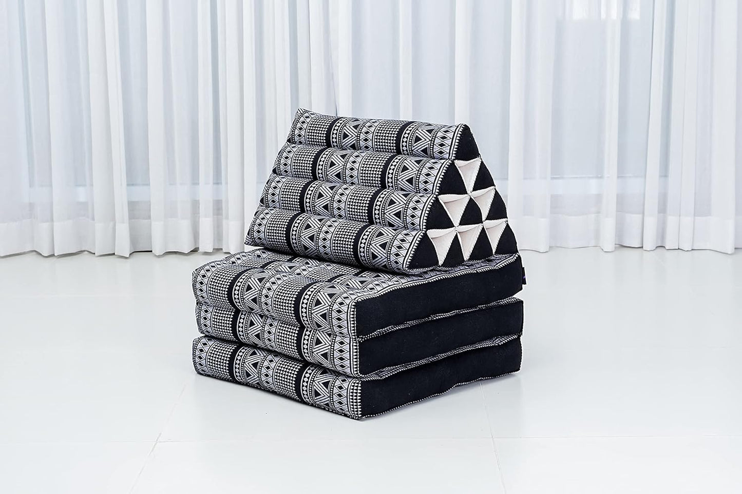 Leewadee Floor Mattress with Triangle Cushion, Floor Chair with Back Support, Recliner Reading and Sleeper Chair, Meditation Cushion, Comfy Living Room Furniture, Floor Cushion, Black