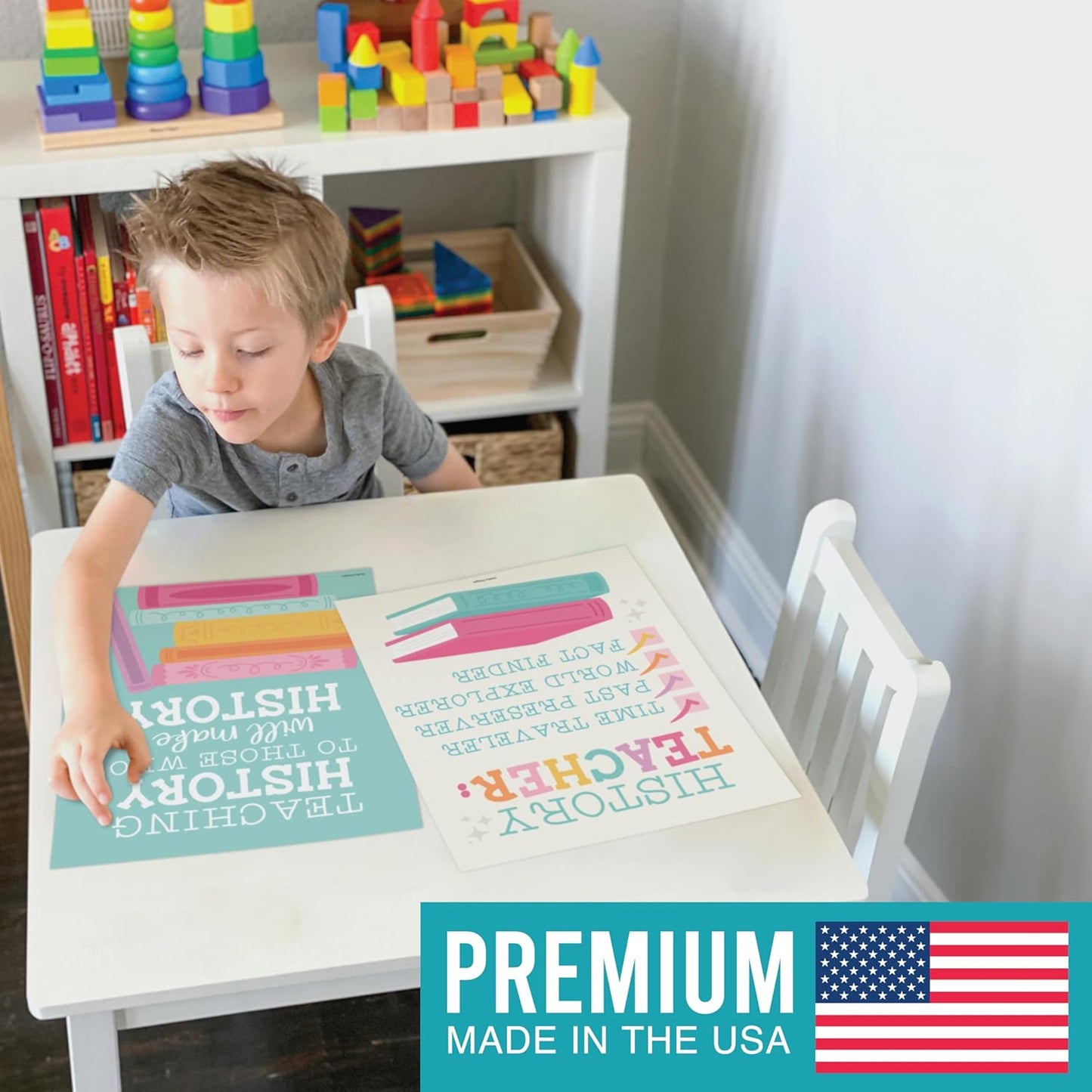 Hadley Designs 6 Social Studies Classroom Decorations – US History Posters for Elementary, Middle School and High School, Durable World History Wall Art for Teachers - Pastel Classroom Decor