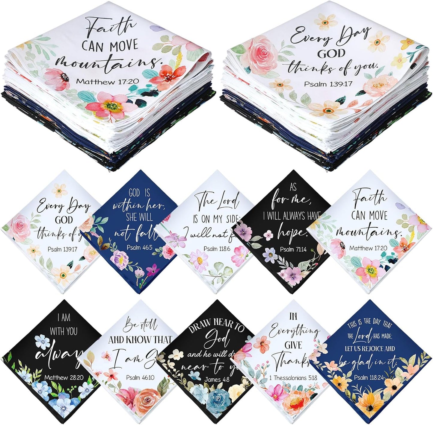 30 Pcs Mother's Day Gift Christian Handkerchiefs for Women Inspirational Bible Verse Gift for Mom Women Christian