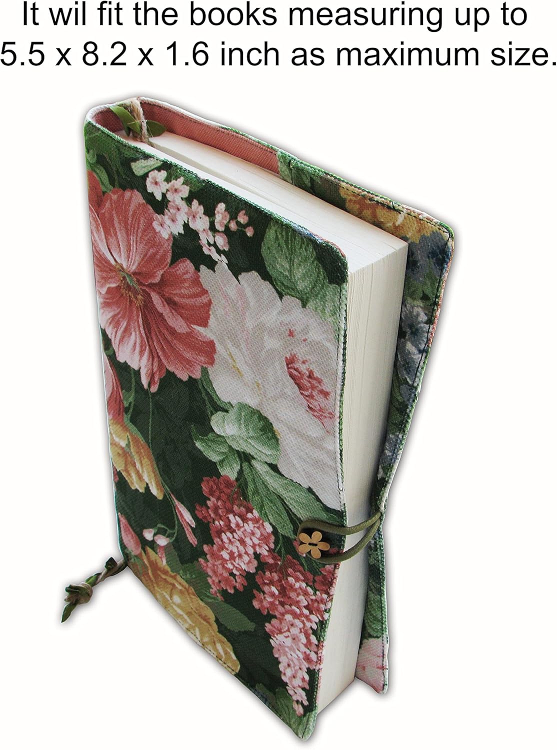 Book Cover, Fabric Novel for Adult for Paperback, Flower Spring Pattern, Cloth Washable Book Protector - Padded Case Sleeve Bag, 5.5 x 8.2 x 1.6