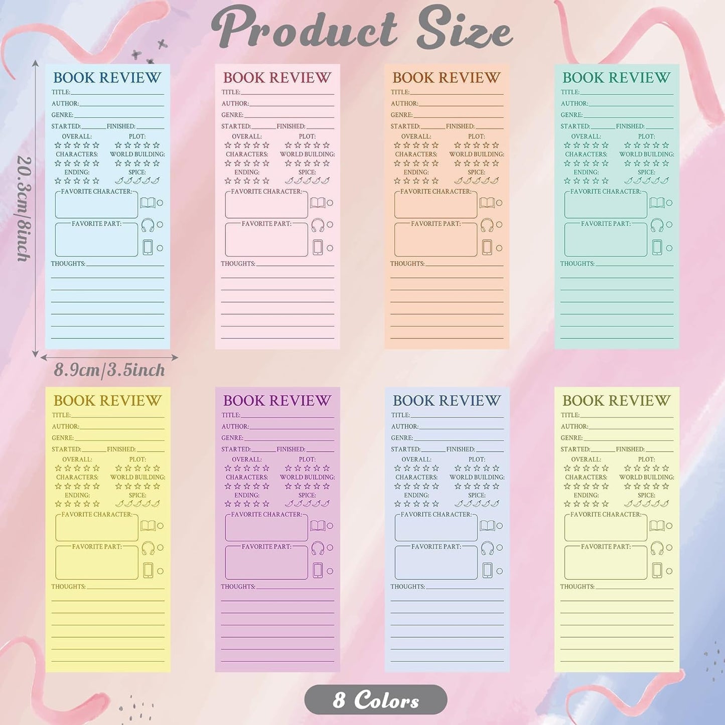L1rabe Colorful Book Review Bookmarks - Spring Easter Gift 120P Book Marker Reading Log Page Markers for Readers Bookish Bookworm, Reading Page Tracker for Students Teachers Women to Review & Tracker