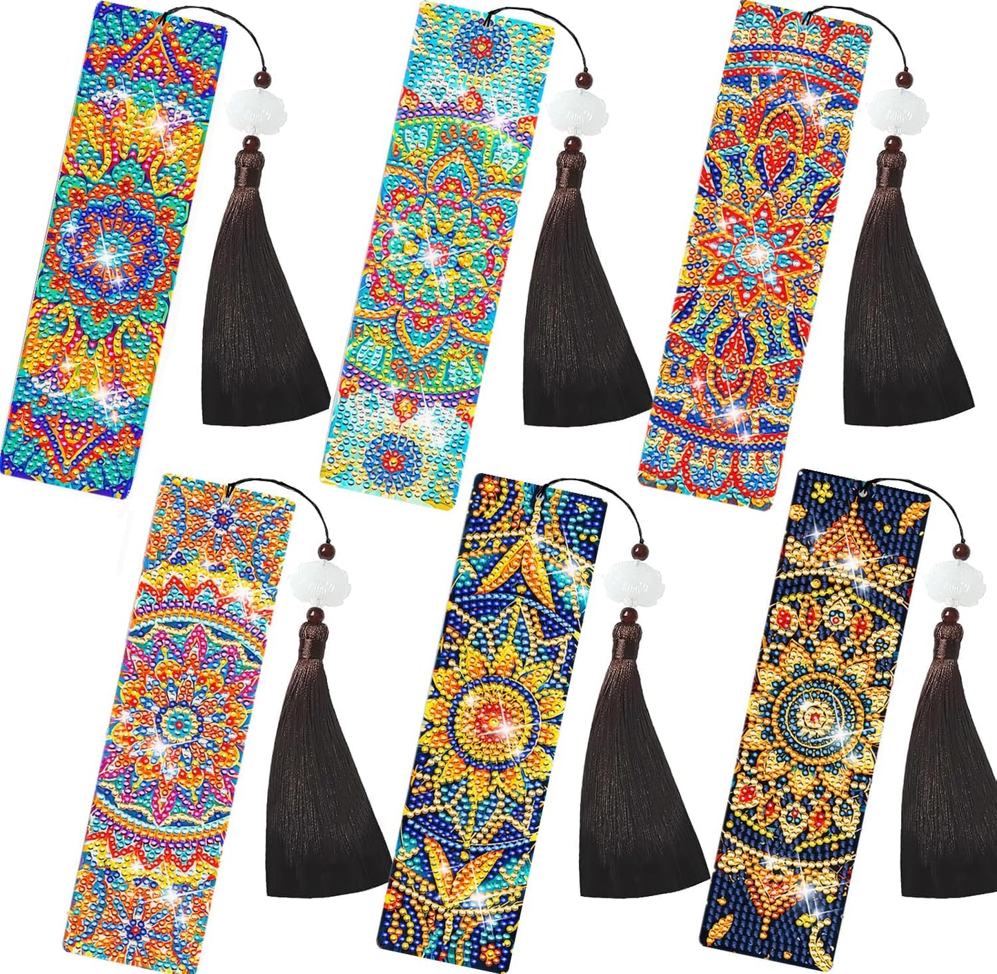 6 PCS Diamond Art Bookmarks Mandala, Acrylic DIY Diamond Painting Bookmarks Kits for Adult Reader and Crafts Lovers