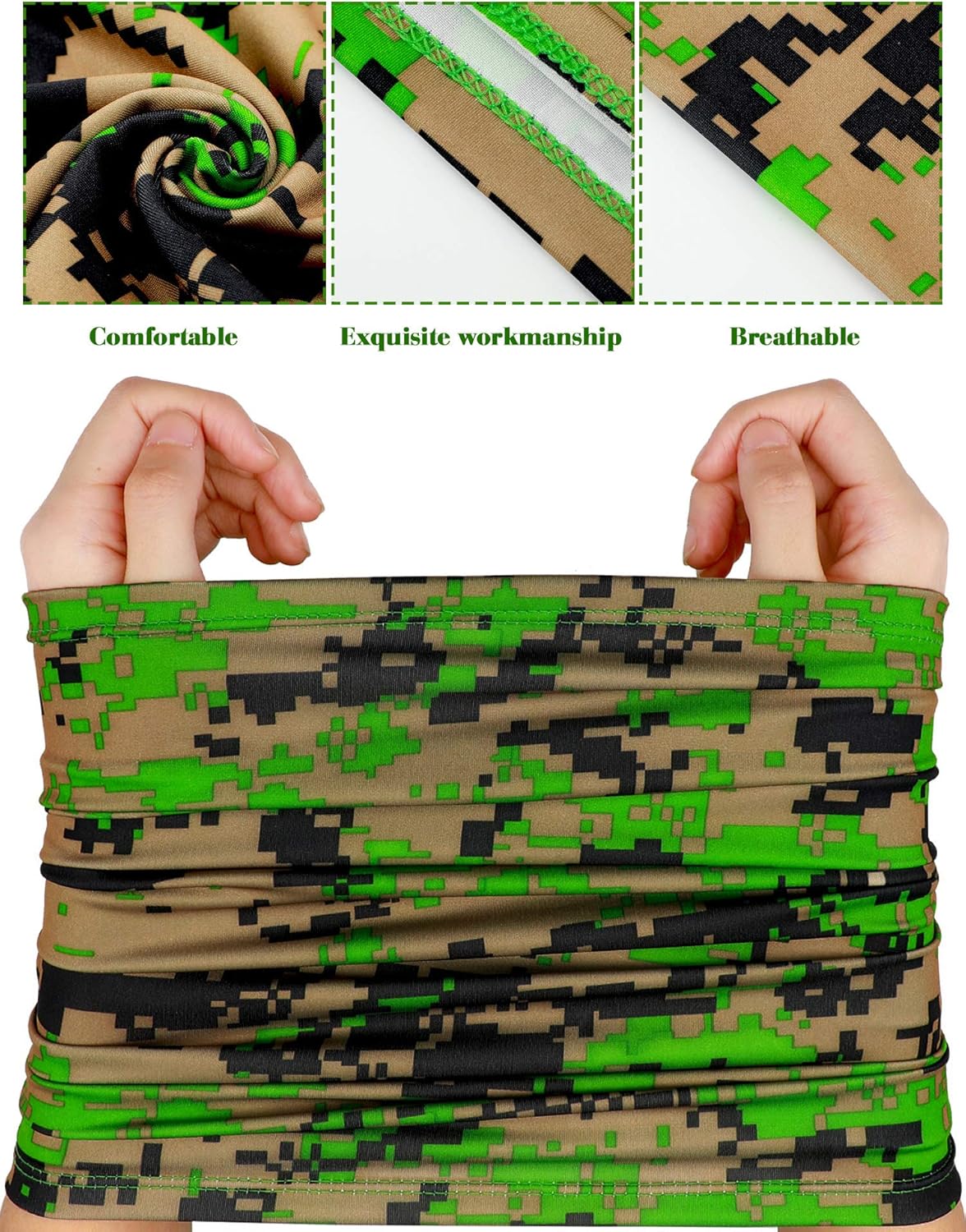 SATINIOR Summer Camo Neck Gaiter UV Protection Cooling Face Mask Sun Hood Bandanas for Men Women Sunscreen Breathable Bandana