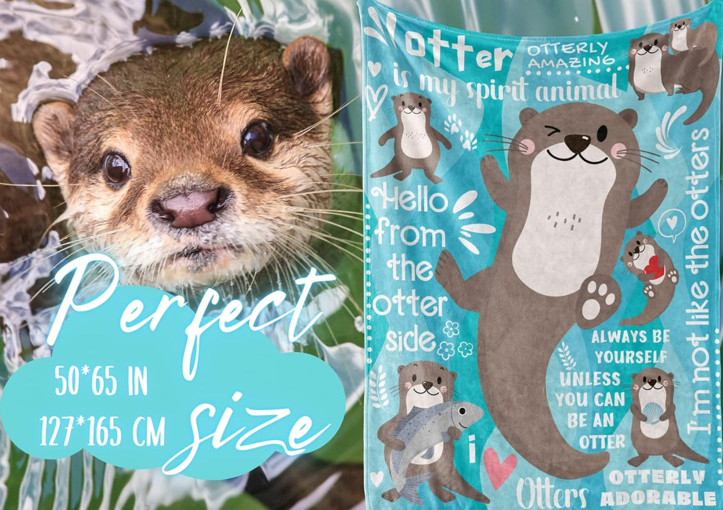 Otter Gifts for Girls, Otter Blanket, Gifts for Otter Lovers, Daughters, Flannel Plush Throw Blanket - 50"x 65" - Otter is My Spirit Animal, Always Be an Otter, I'm Not Like The Otters,