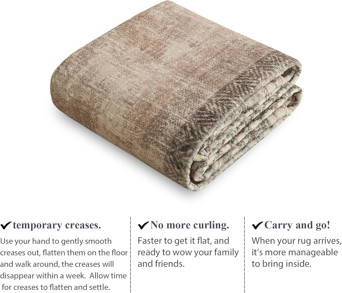 NICETOWN Machine Washable Faux Wool Rugs - 4x6 Area Rugs Ultra-Thin Carpet for Office, Study, Living Room Entryway with Non-Slip Backing, Distressed Large Carpet for Dining Room, Brown