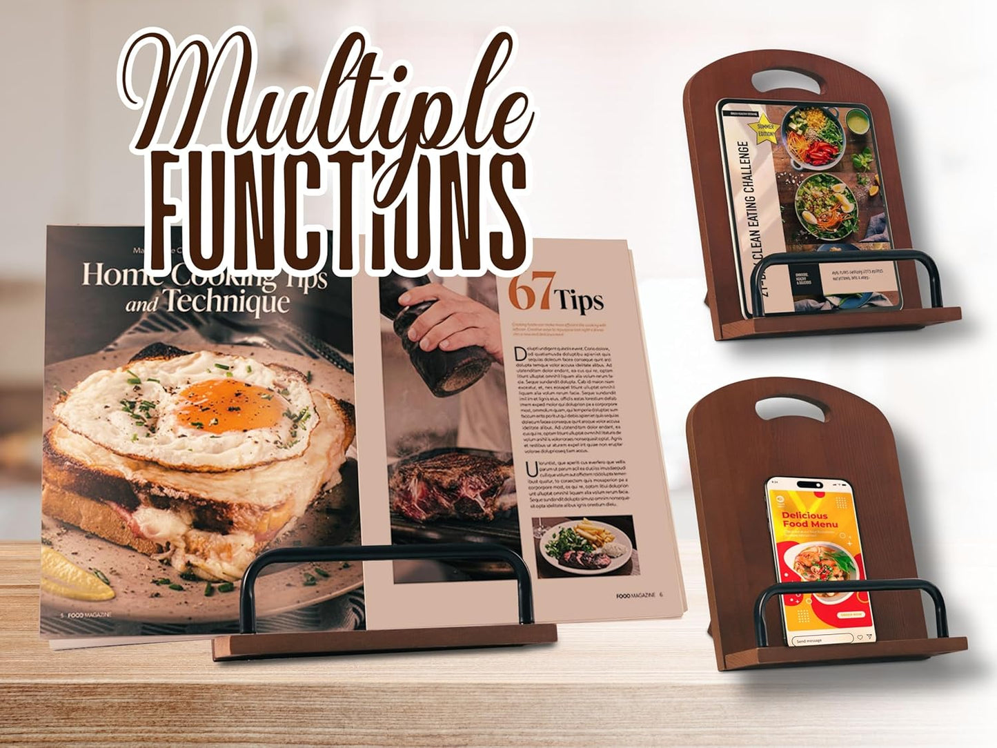 InnoBeta Gifts for Pizza Making Lovers, Cookbook Stand for Kitchen Counter, Perfect Gifts for Pizza Lovers on Birthday, Adjustable Tablet Recipe Book Holder, Unique Kitchen & Cooking Decor